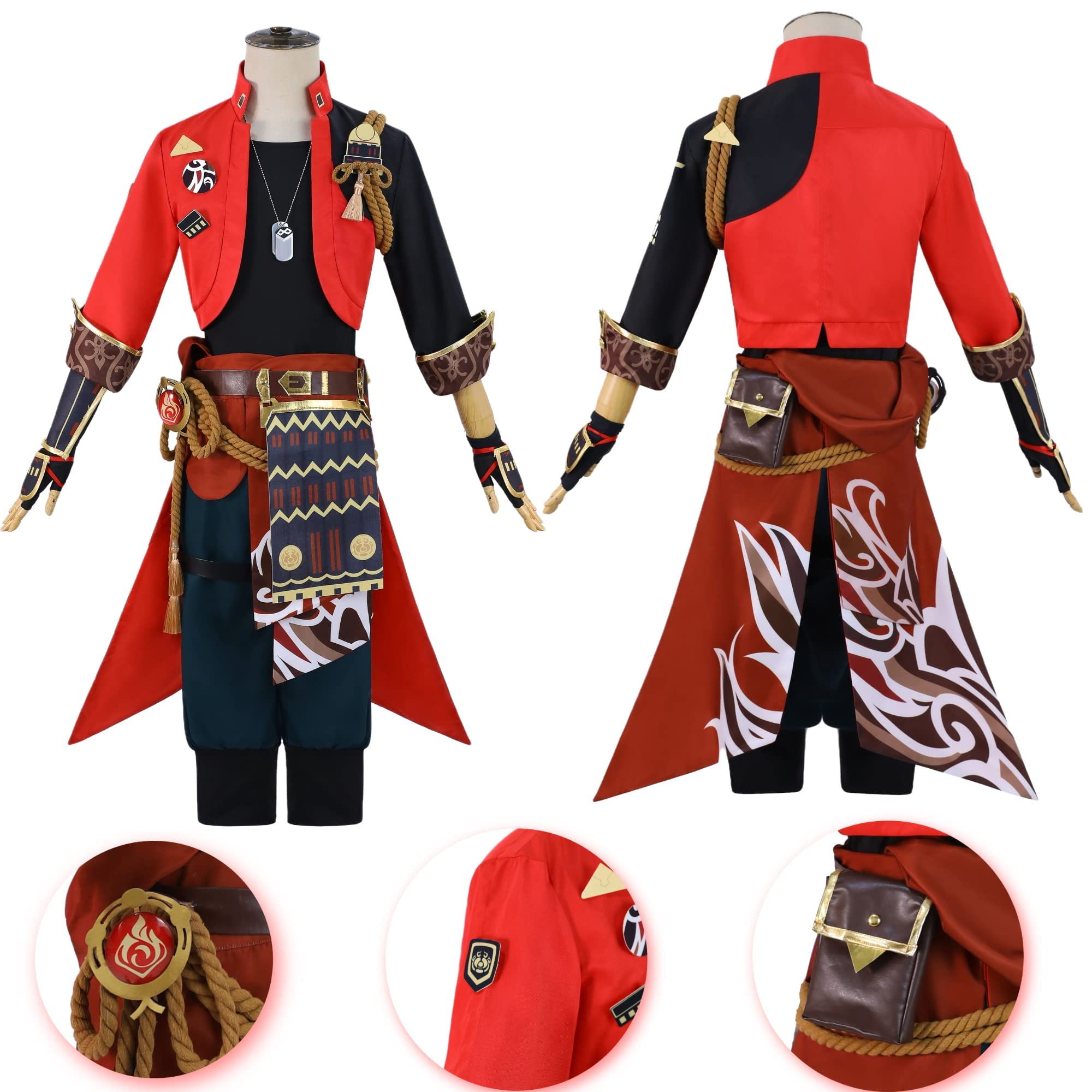 Genshin Impact Thoma Cosplay Costume for Men - Official Game Character Halloween Outfit | Anime Convention, Cosplay Party & Halloween Costume