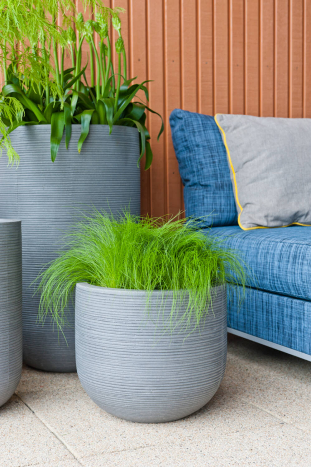 Large Dark Grey Horizontal Ridged Cody Pot - Perfect for Indoor Plants, Succulents, and Home Decor