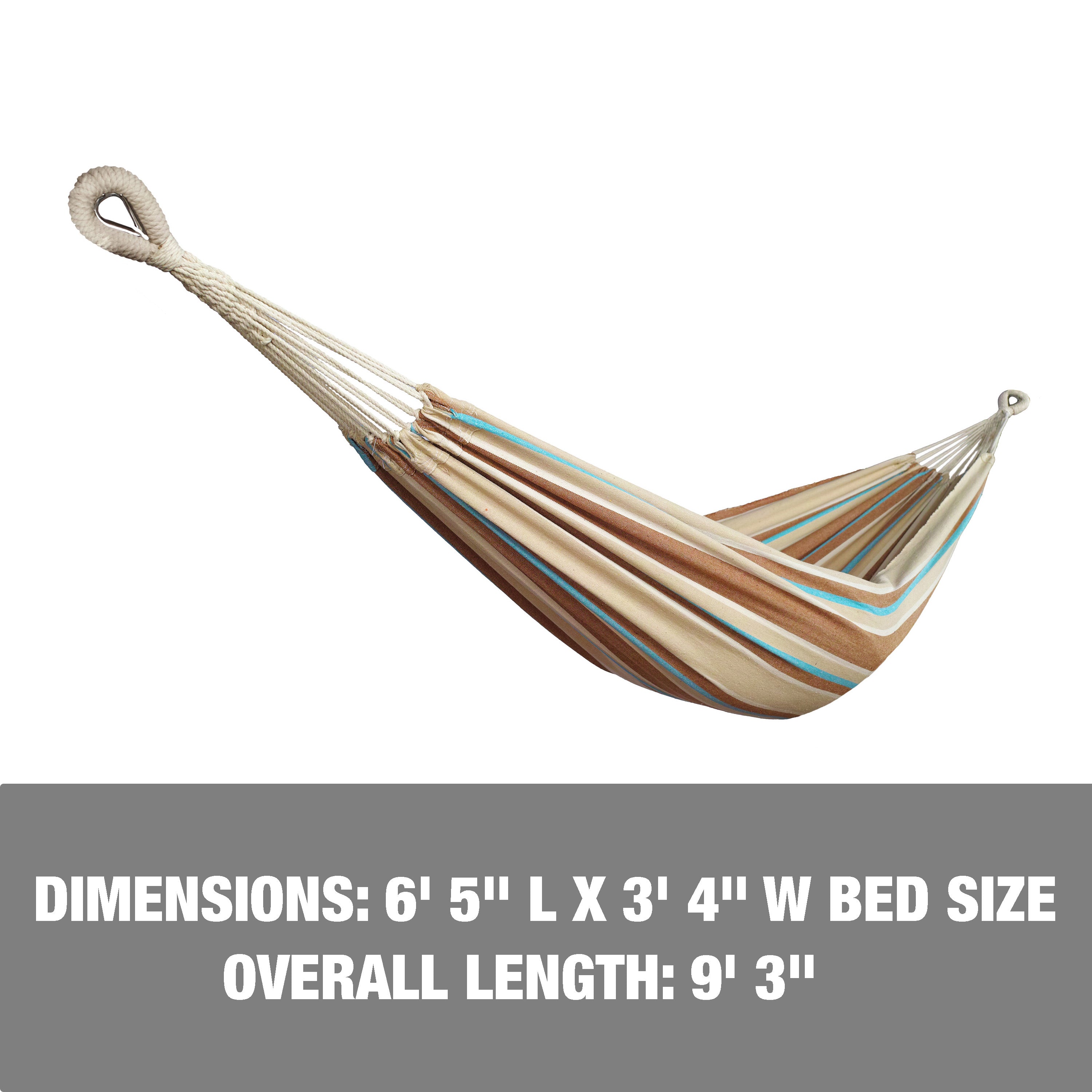 Bliss Hammocks BH 400 HA Portable Hammock with Rope Loops & Hanging Hardware - 40 Inch Wide, 220 LB Capacity - Hampton Stripe Design for Backyard, Camping & Outdoor Relaxation