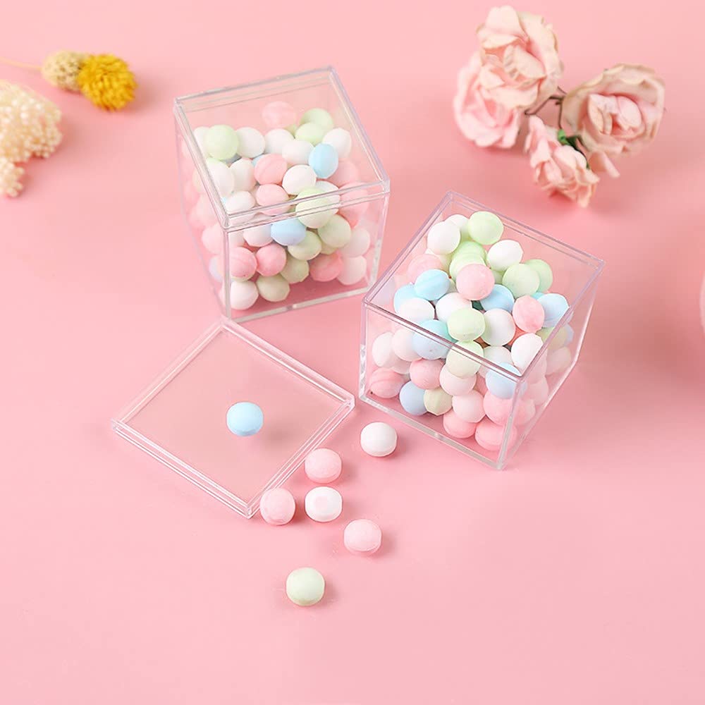 6 Pack Clear Plastic Gift Boxes - Food Grade Square Containers 2.5x2.5x2.5 Inches - Sturdy Transparent Storage for Birthday Presents, Candy Packaging & Party Favors - Perfect for Wedding Favors, Baby Showers & Holiday Gifting