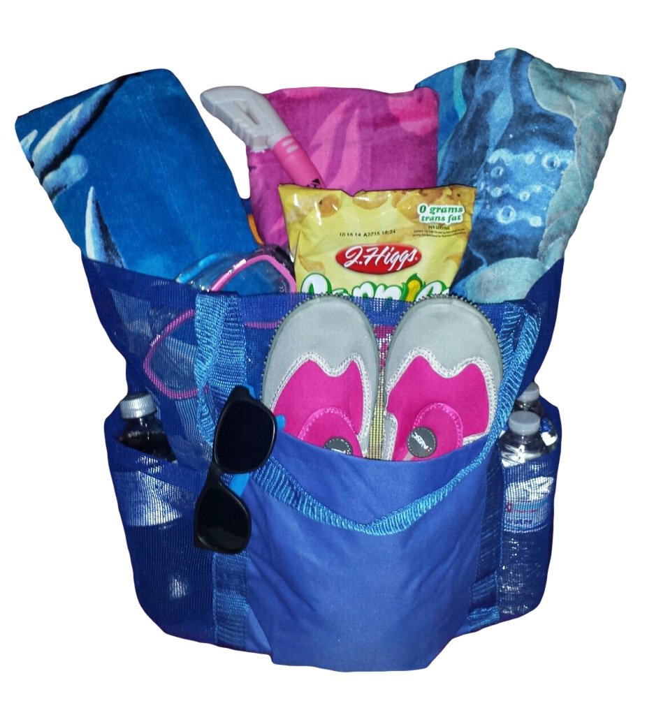 Extra Large Coated Mesh Beach Tote Bag - Family Size, Durable & Spacious - 4 Color Options - Perfect for Pool, Beach Trips & Summer Travel