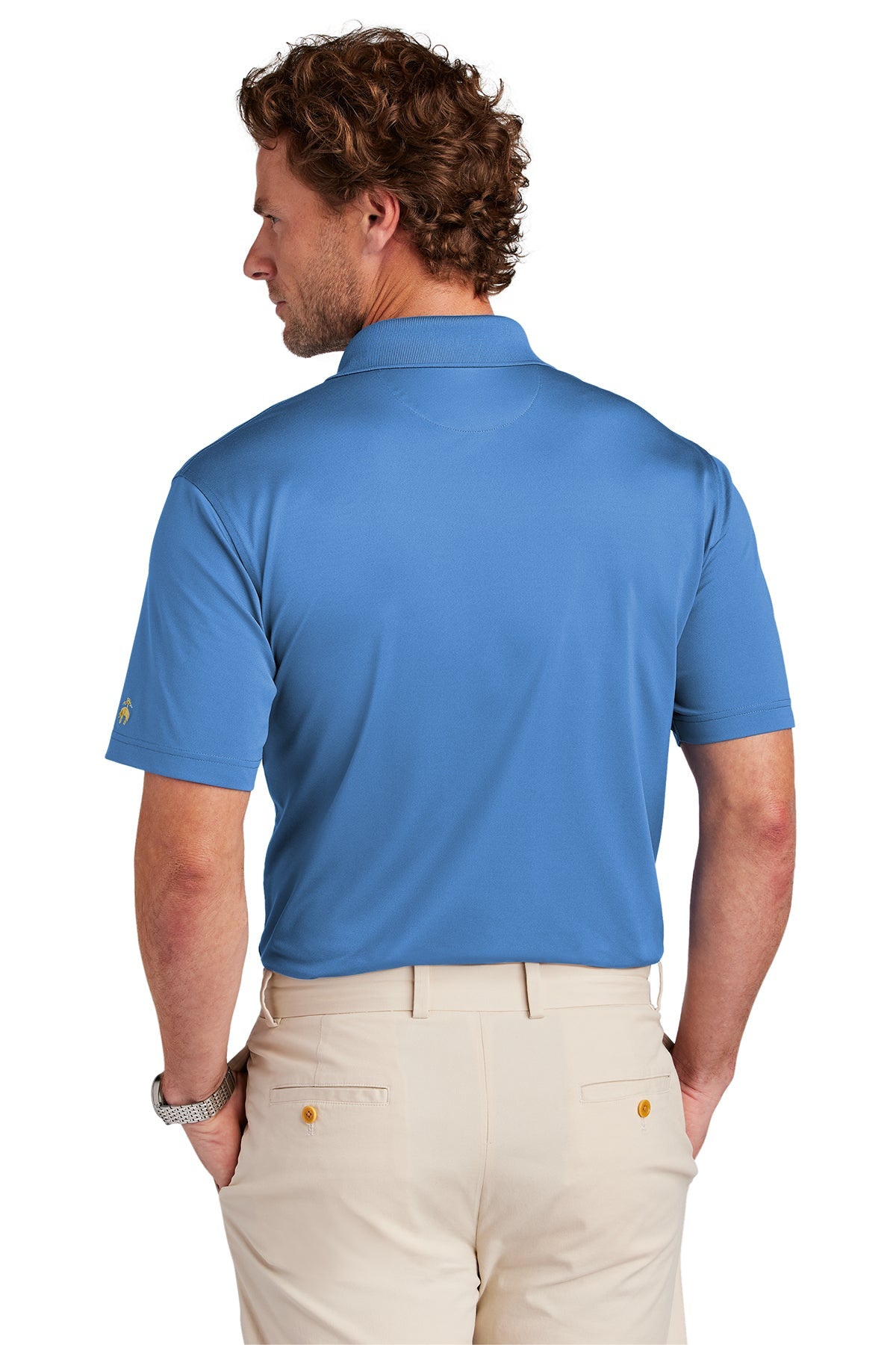 Brooks Brothers Men's Performance Mesh Pique Custom Polo Shirt - Charter Blue | Moisture-Wicking & Breathable for Golf, Business & Casual Wear