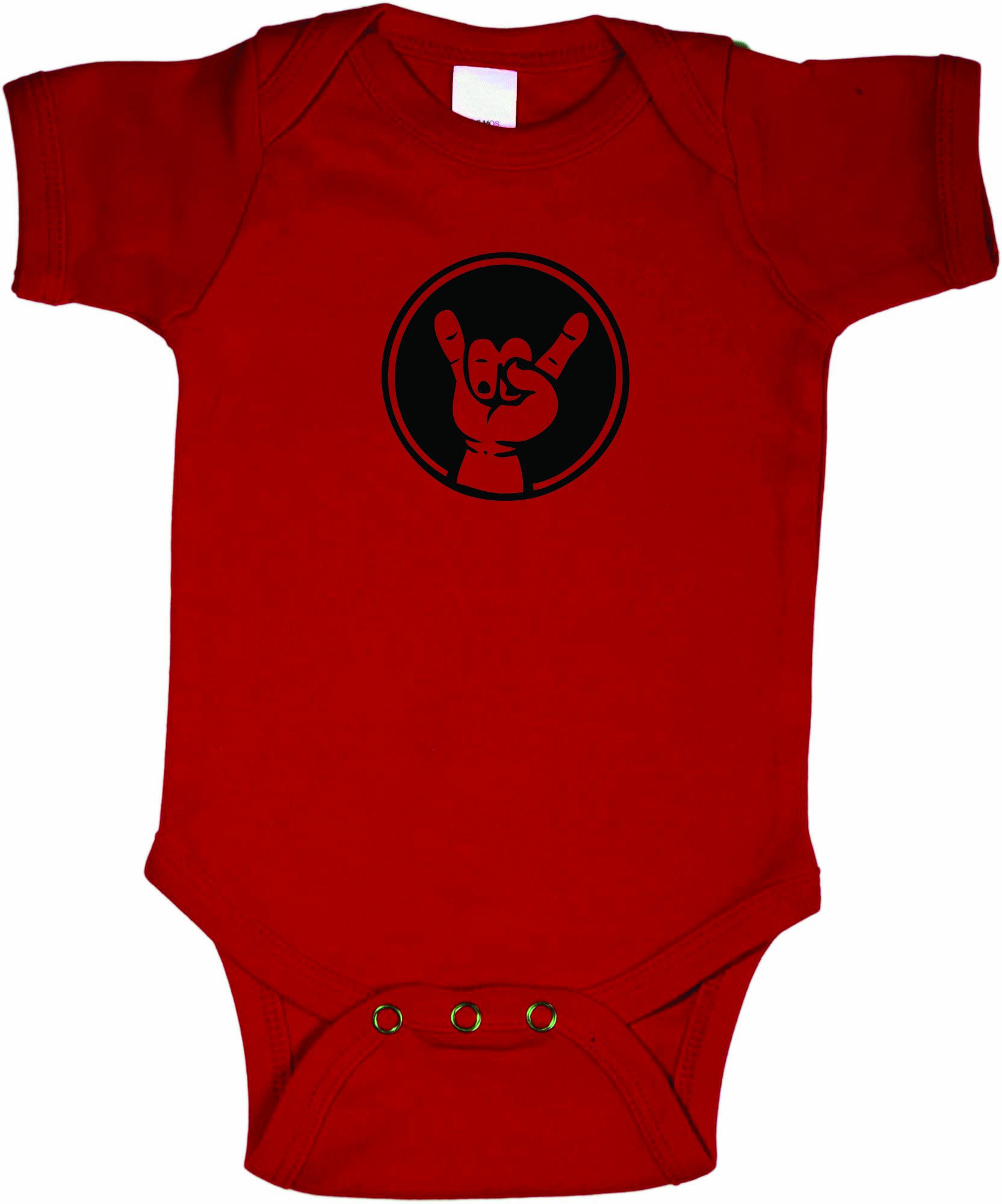 Baby Rock On Hand Awesome Creeper Bodysuit - Red with Black - 6-12 Months | Soft Cotton Infant Onesie for Playtime & Photo Shoots