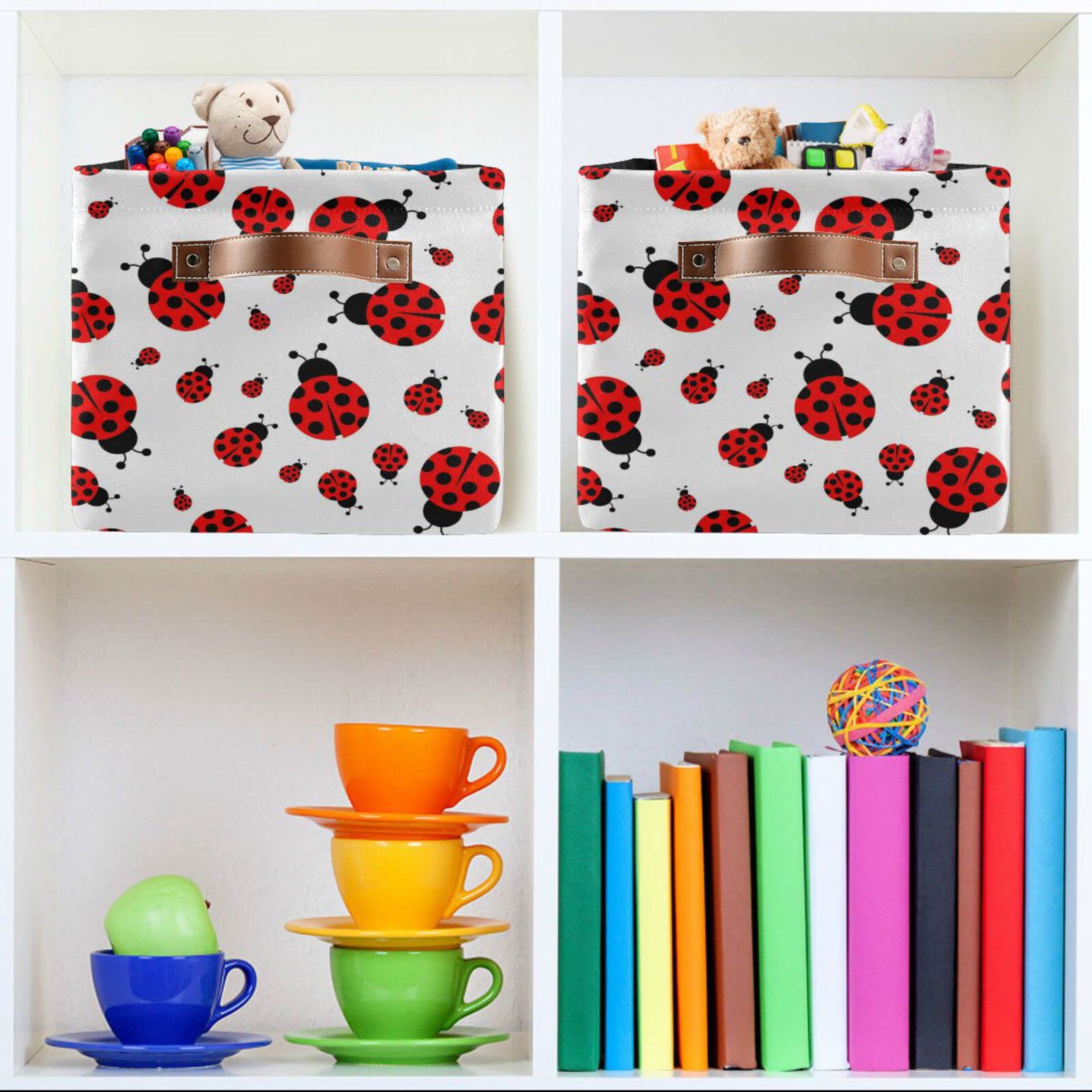 Wusikd Ladybug Storage Basket - Large Fabric Collapsible Organizer Bin with Handles for Closet, Nursery & Bedroom | Funny Home Decor Storage Solution for Toys, Clothes & Blankets