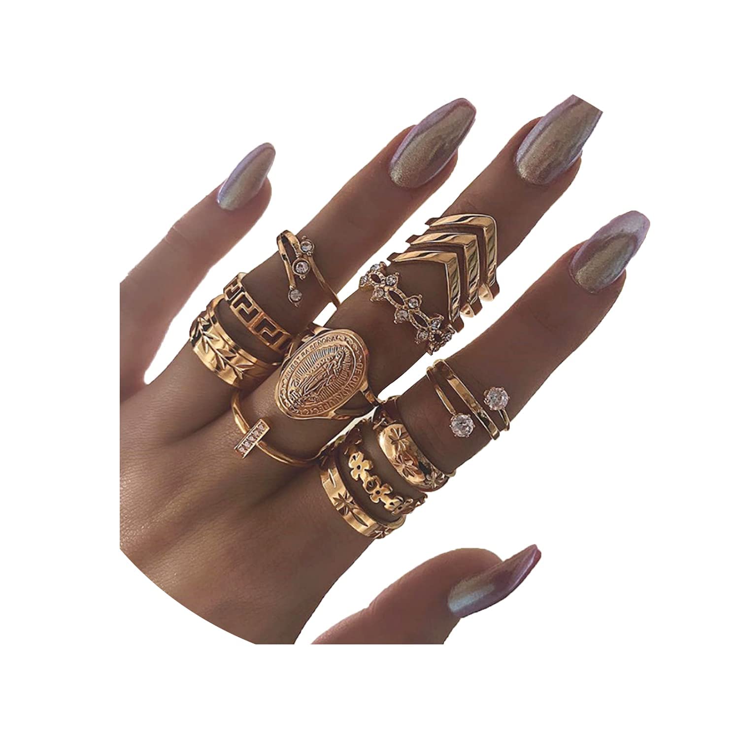 Trendy Gold Stackable Rings for Women - Star, Moon & Heart Knuckle Rings Set | Boho Jewelry Pack for Birthday Gifts, Easter Basket Stuffers | Perfect for Everyday Wear, Parties & Special Occasions