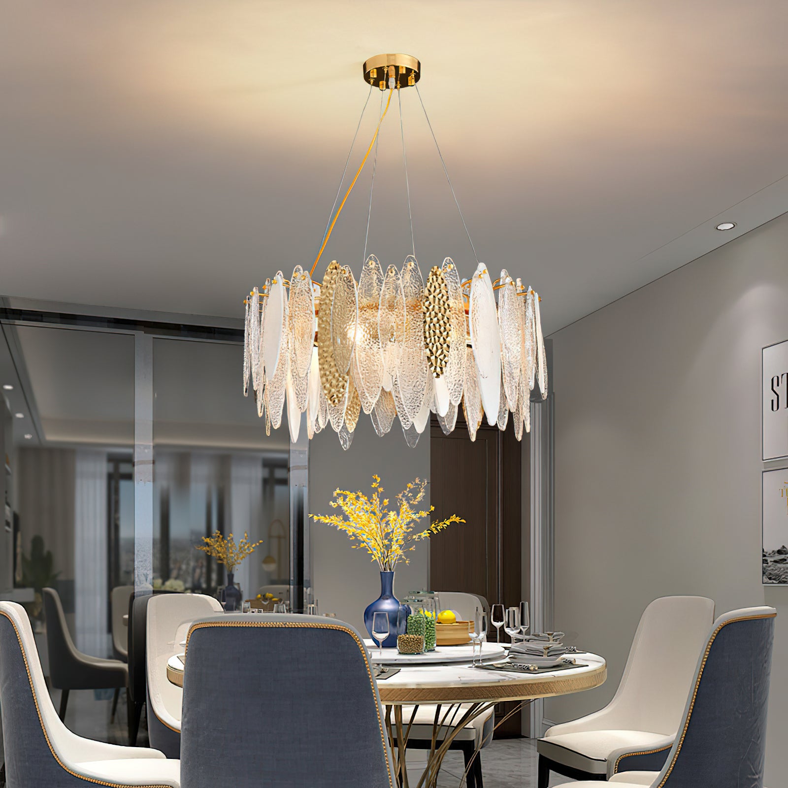 Elegant Lola Glass Chandelier - Modern Crystal Ceiling Light Fixture for Dining Room, Living Room & Bedroom Decor