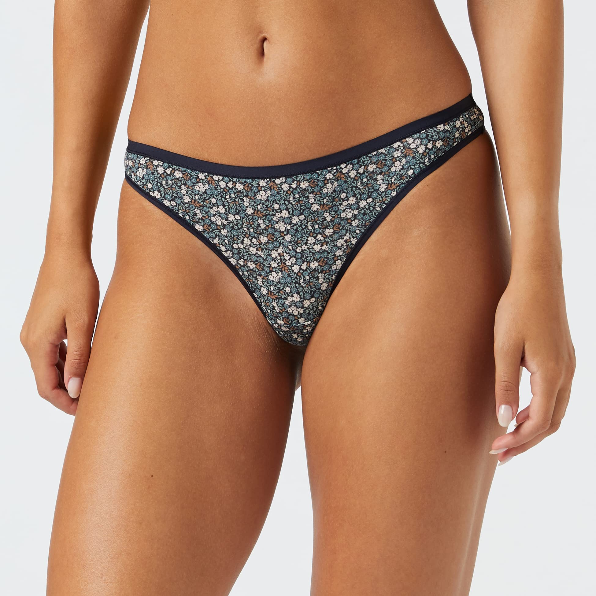 Amazon Essentials Women's Cotton Thong Underwear - 6 Pack | Soft Breathable Panties for Everyday Comfort | Perfect for Workout, Yoga & Daily Wear