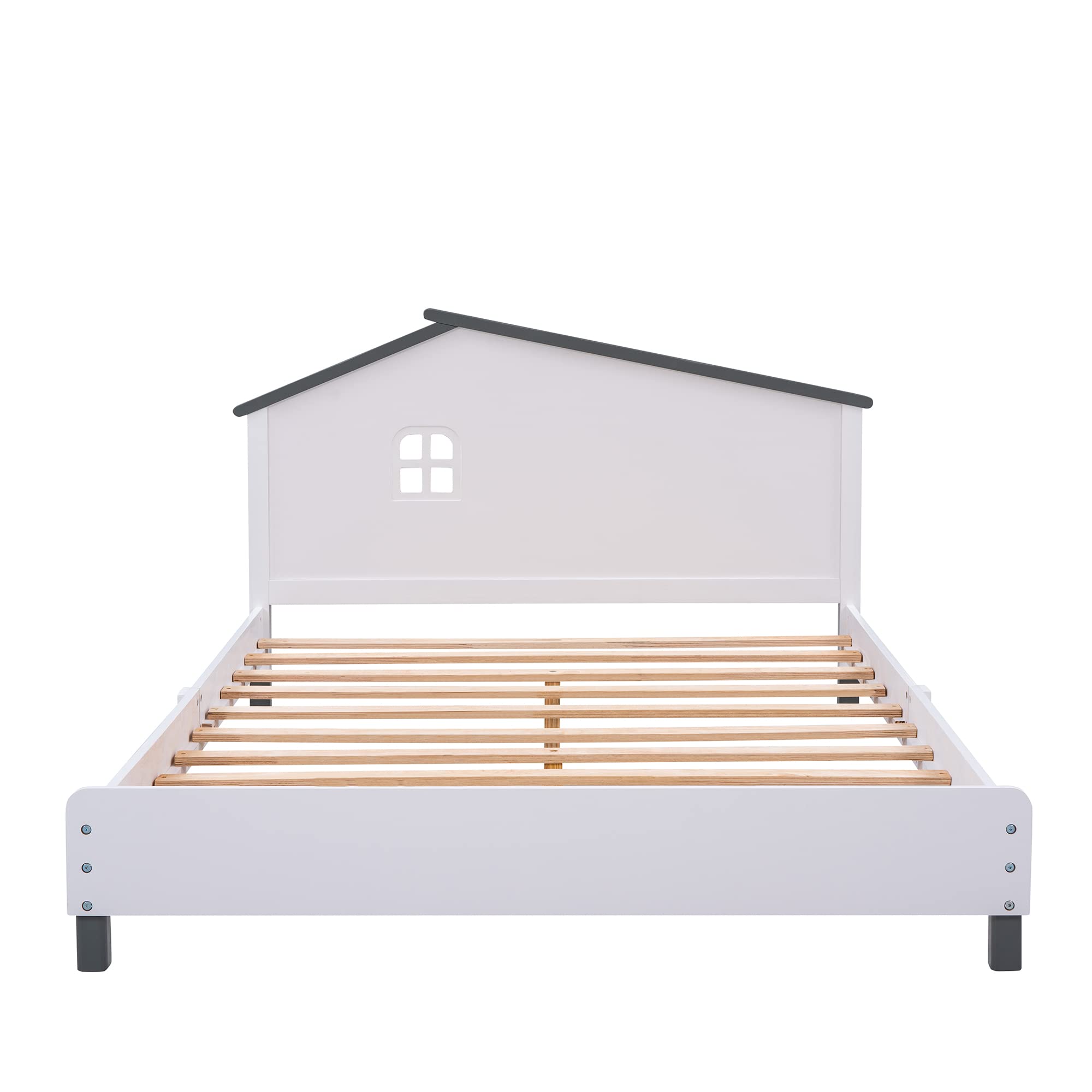 LZ LEISURE ZONE 3-Piece Bedroom Furniture Set - Full Size Platform Bed with Nightstand & Storage Dresser in White and Gray | Modern Bedroom Decor for Small Spaces & Guest Rooms