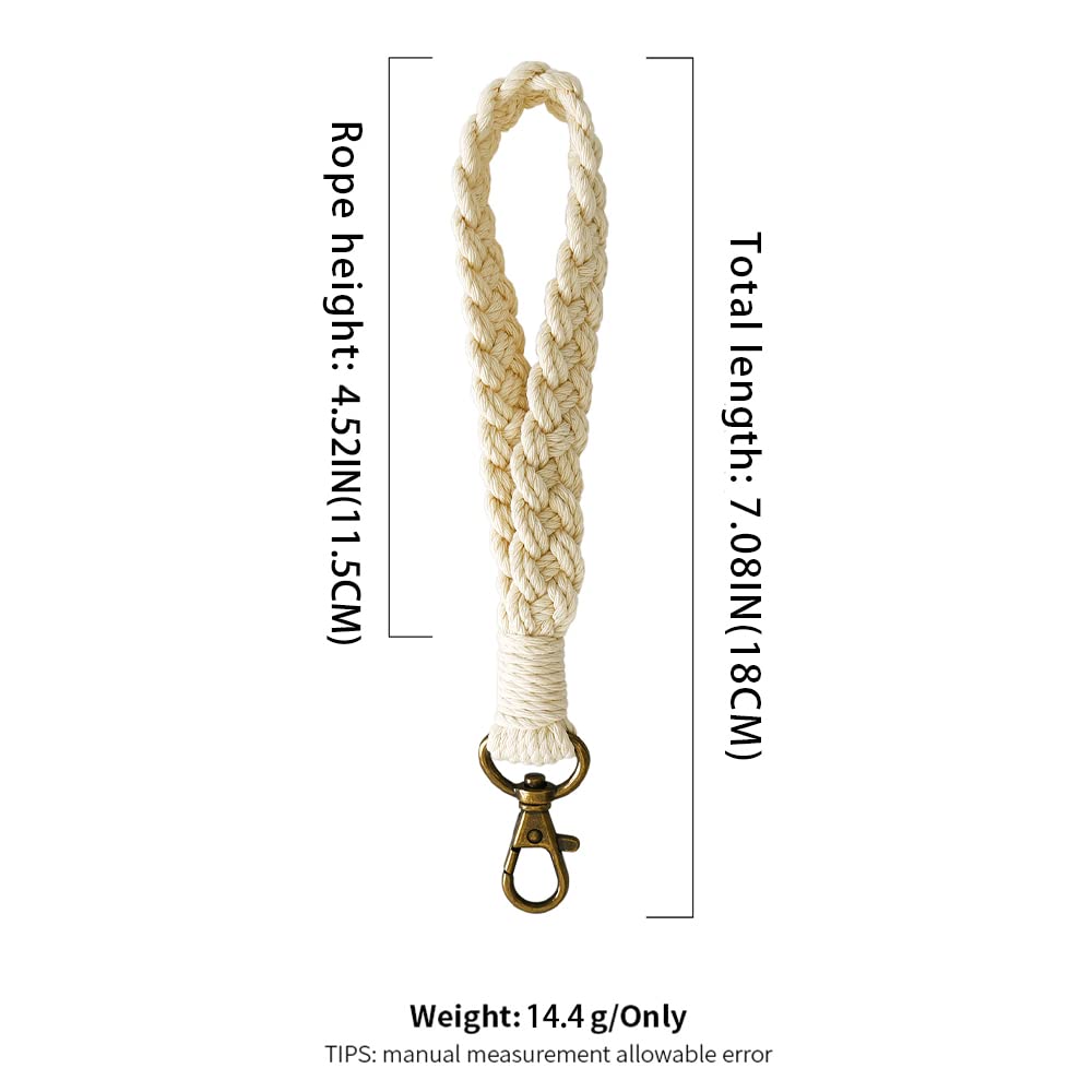 XGALBLA Soft Macrame Keychain - Boho Handmade Wristlet Bracelet & Keychain Holder for Women - Country Style Wrist Lanyard - Perfect for Keys, ID Cards, and Everyday Carry Accessories