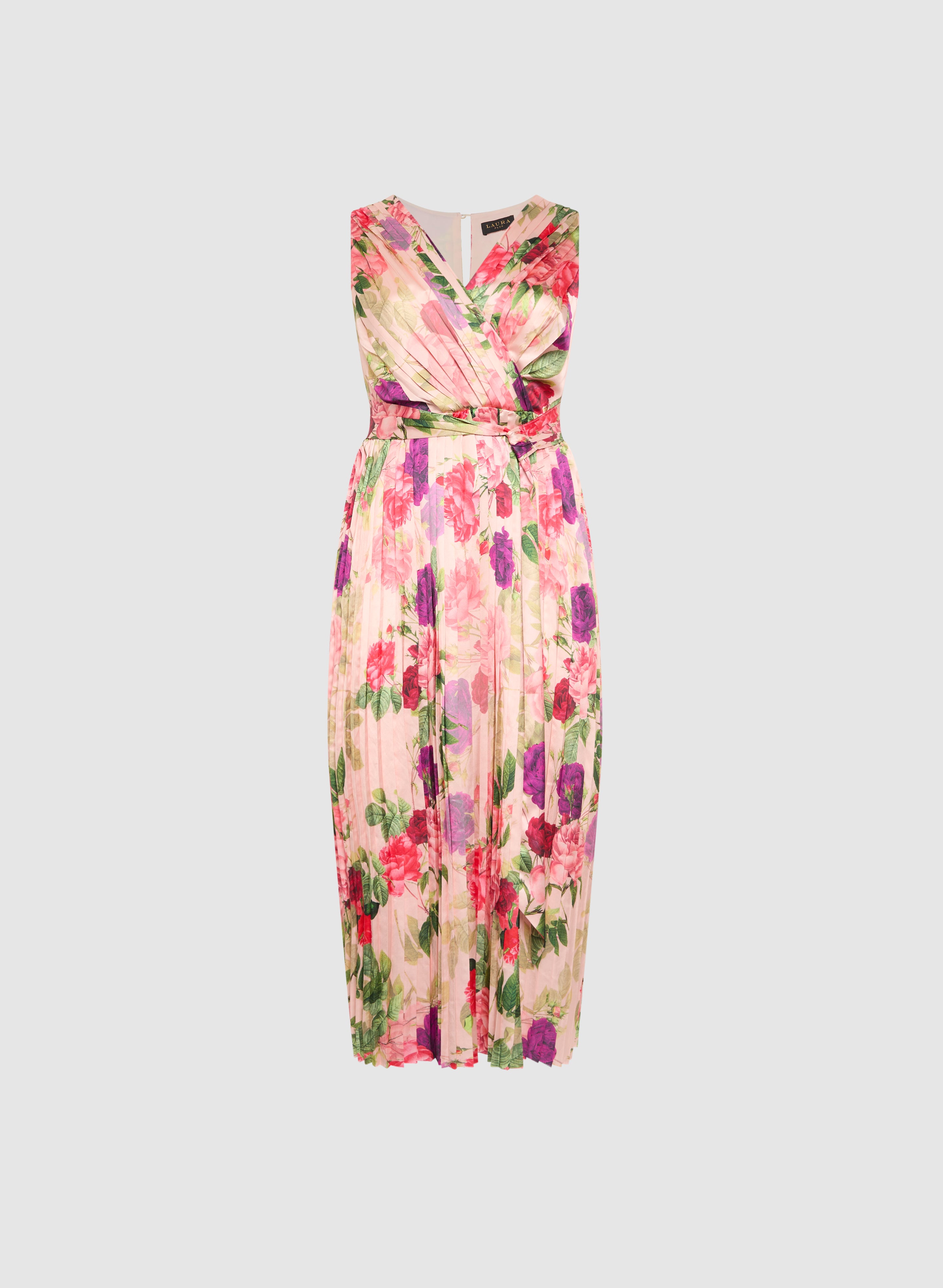 Elegant Floral Satin Dress for Women - Summer Party, Wedding Guest, Cocktail & Evening Occasions