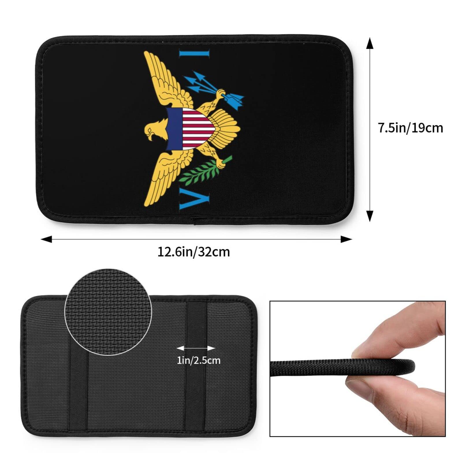 Universal Waterproof Car Armrest Cover for US Virgin Islands Flag Design, Durable Center Console Pad Protector for SUV, Truck, and Most Vehicles - Ideal for Road Trips and Daily Commutes
