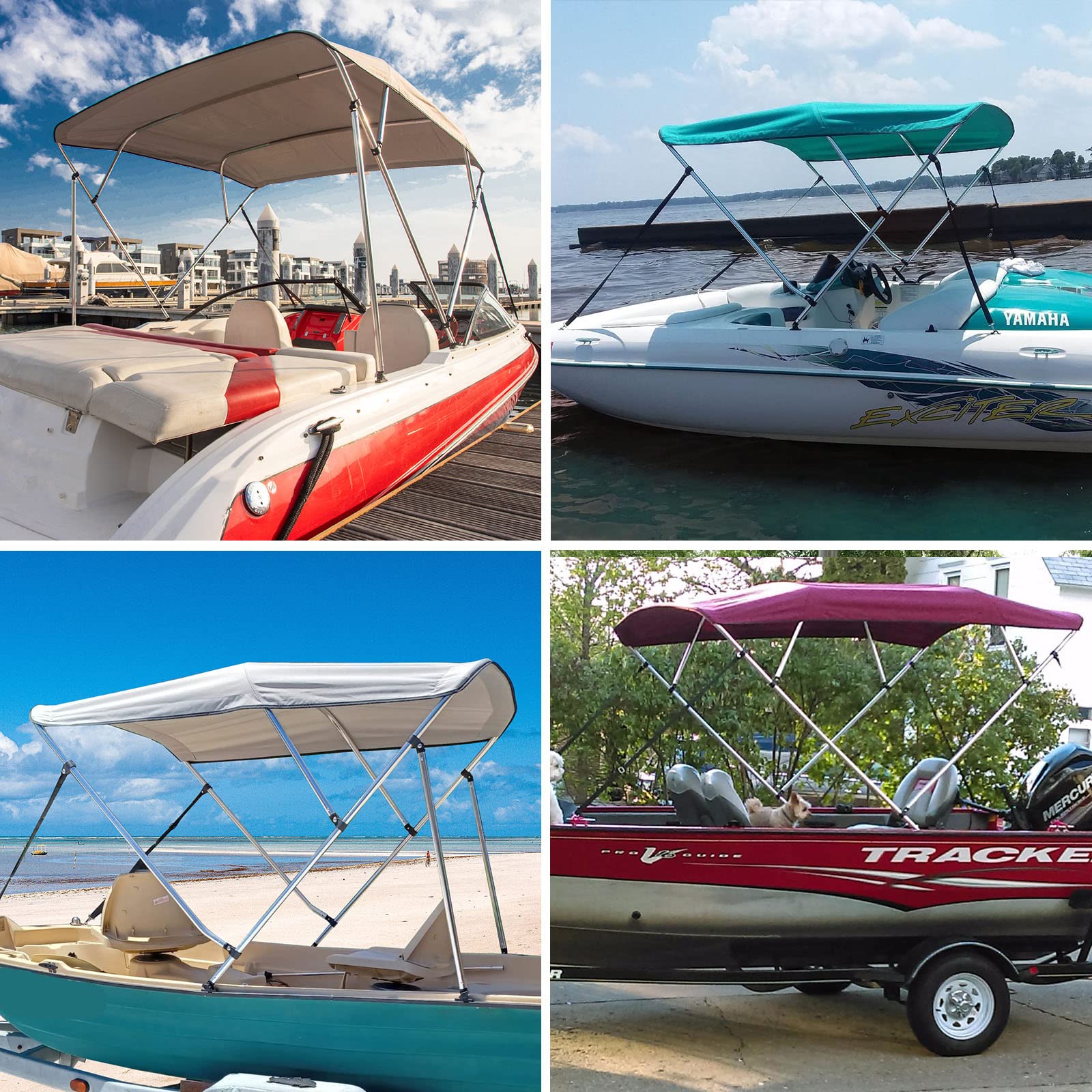 Leader Accessories 10-Color Bimini Top Boat Cover with 3/4 Bow Options, 1