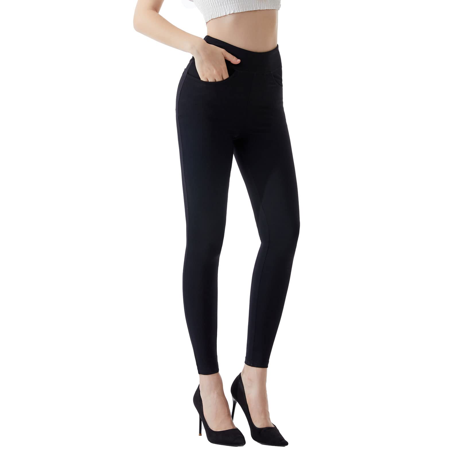 ehyseli Women's High Waisted Black Leggings with Pockets - Tummy Control & Butt Lift Yoga Pants for Workout, Running & Lounge Wear