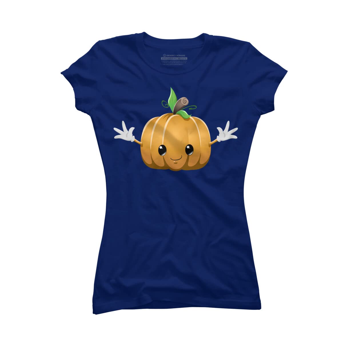Design By Humans Junior's Halloween Pumpkin Monster Graphic T-Shirt by LironPeer - Cute & Spooky Outfit for Halloween Parties & Trick or Treating