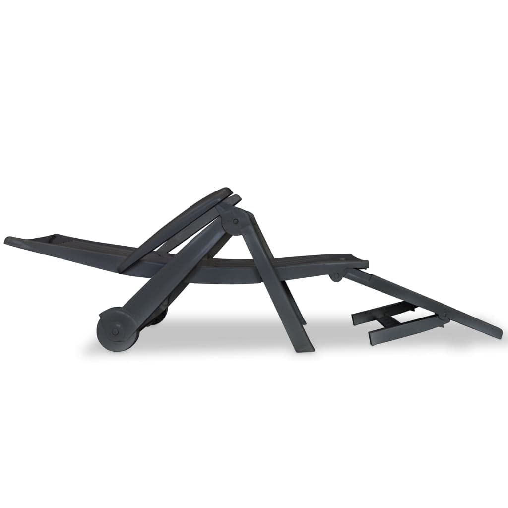 CHARMMA Sun Lounger with Adjustable Footrest - Durable Plastic Chaise Lounge in Anthracite (32.2 lbs) - Perfect for Poolside, Beach, Patio & Backyard Relaxation