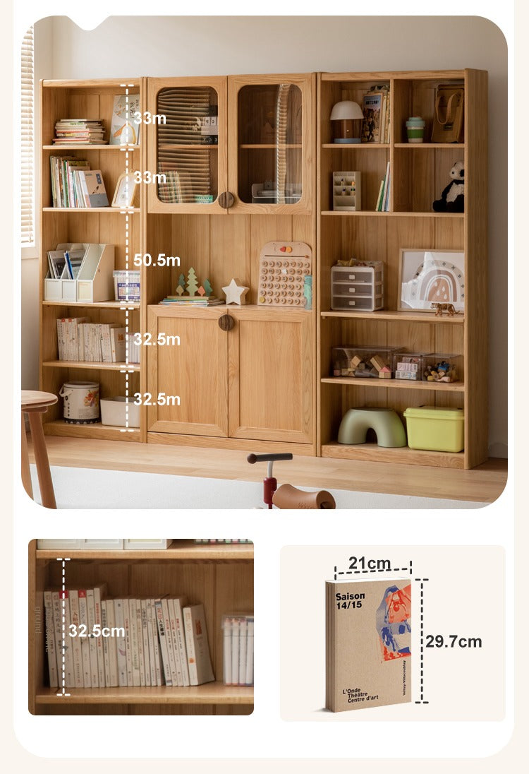 Solid Oak Wood Kids Bookshelf - Sturdy & Safe Book Storage for Toddlers & Children - Perfect for Bedroom, Nursery, or Playroom Organization