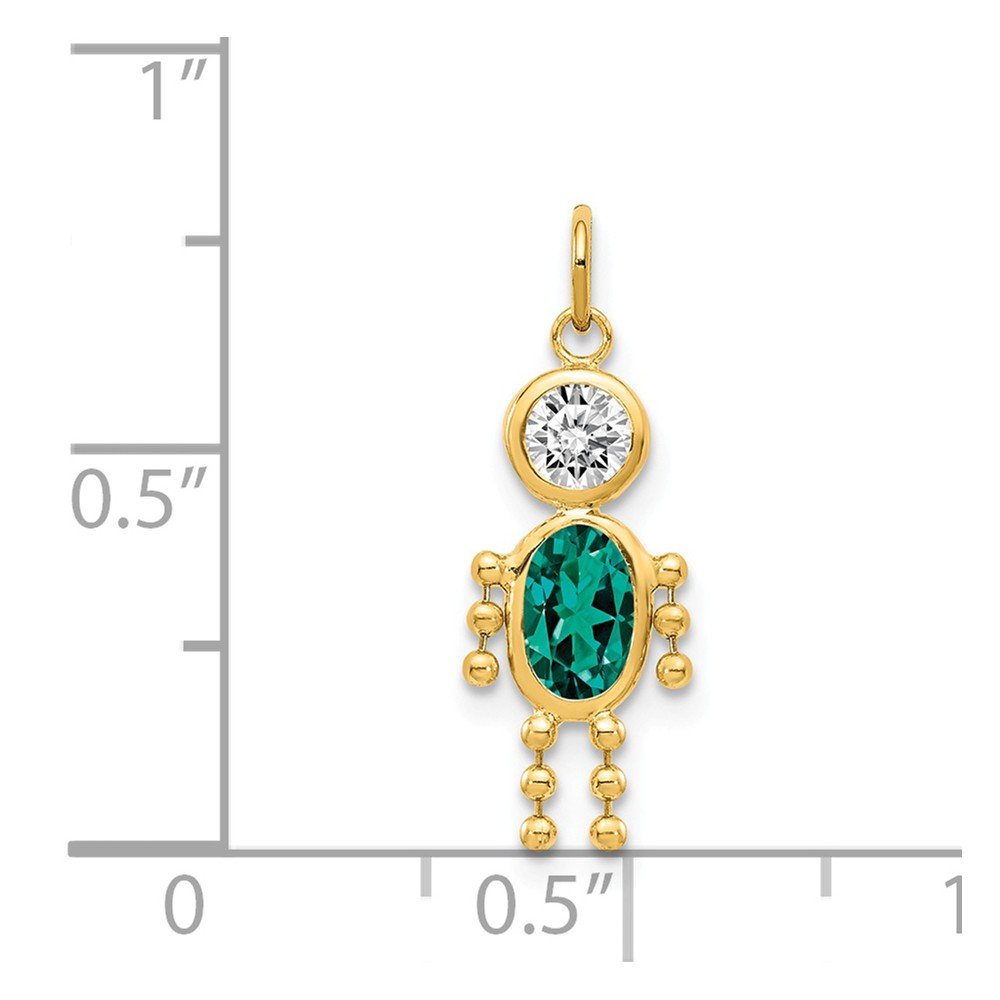 14K Yellow Gold May Birthstone Charm for Boys - Elegant Jewelry Gift for Birthdays & Special Occasions | Jewels By Lux