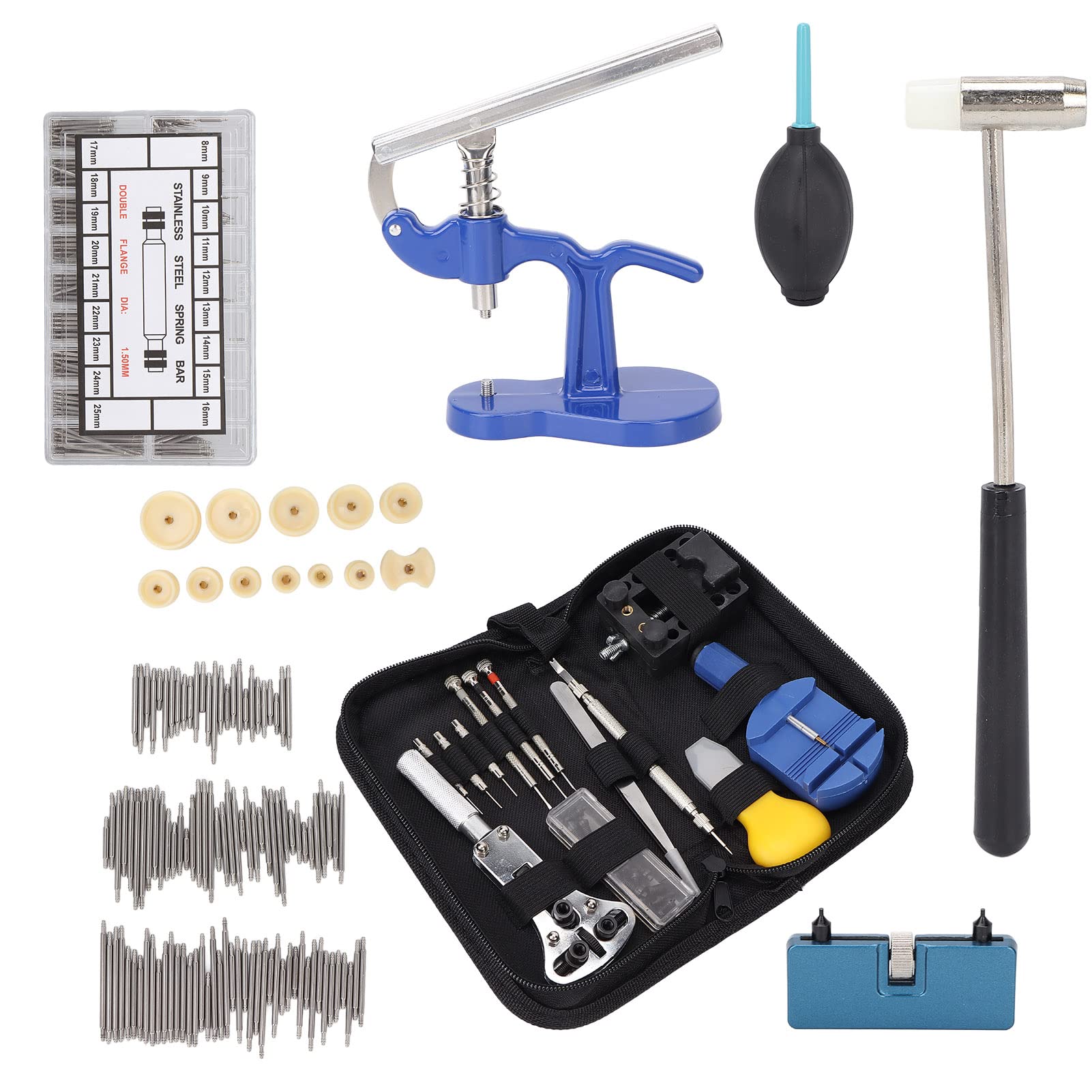 514Pcs Complete Watch Repair Kit with Case Opener, Battery Replacement Tools & Spring Tool - Professional Watch Band Link Pin Tool Set in Carrying Case | Perfect for Watchmakers, DIY Enthusiasts & Jewelry Repair