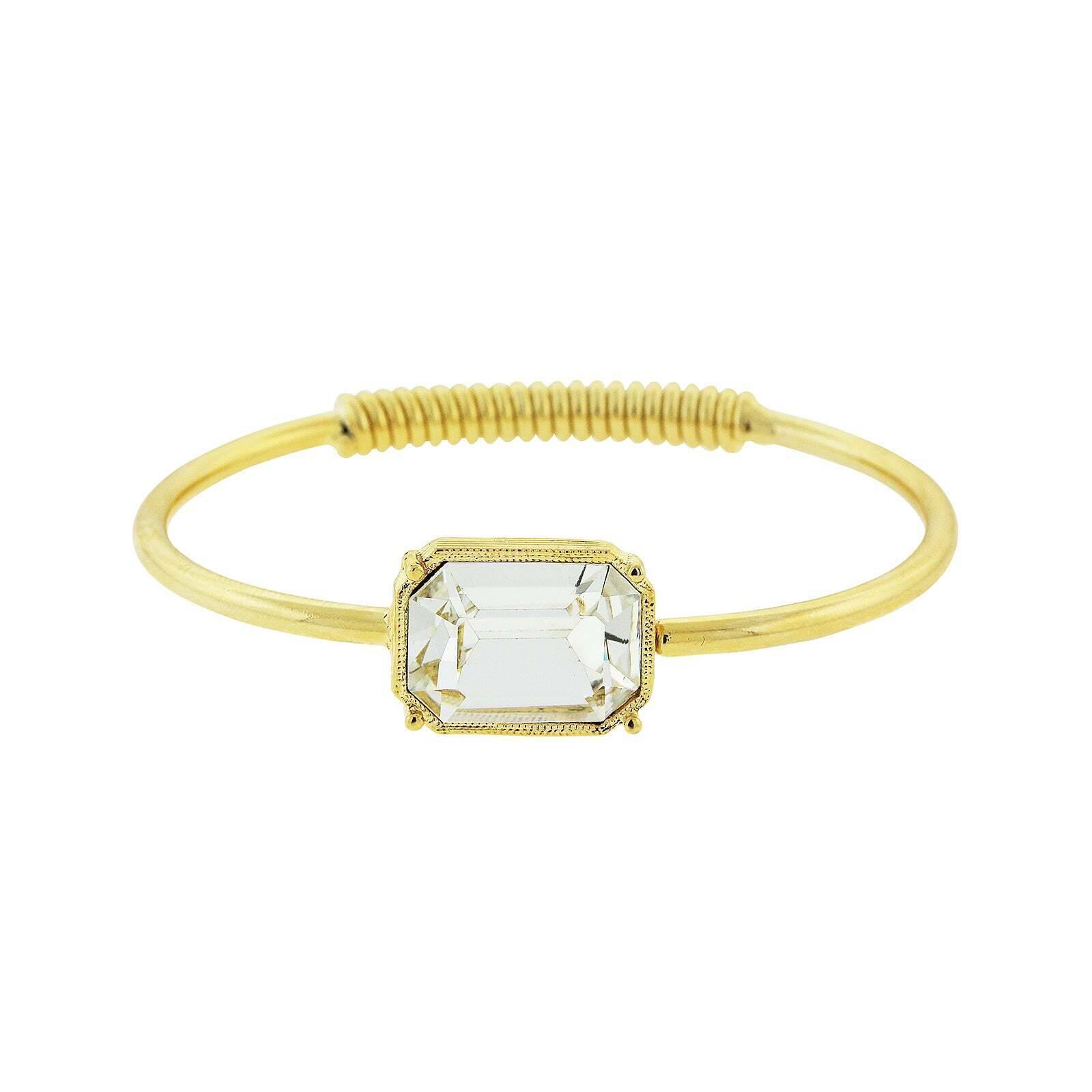 1928 Austrian Octagon Crystal Coil Spring Bracelet - Vintage Jewelry for Women, Elegant Adjustable Bangle for Parties, Weddings & Special Occasions