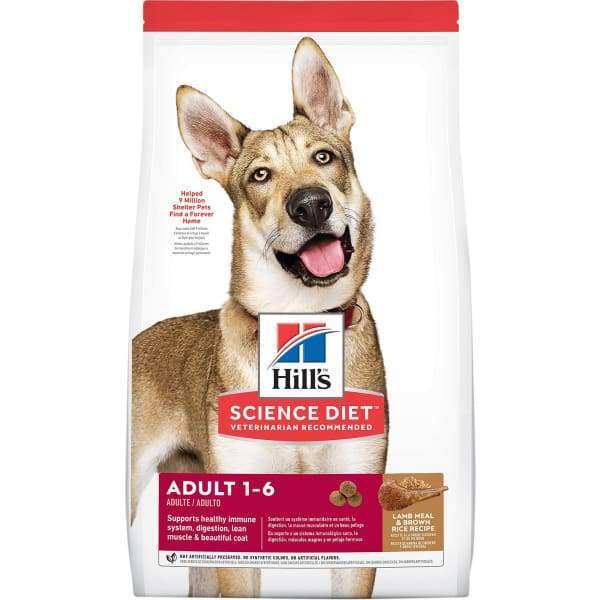 Hill's Science Diet Adult Lamb Meal & Brown Rice Recipe Dry Dog Food - Premium Nutrition for Adult Dogs (5lb, 15lb, 30lb) - Supports Healthy Digestion & Shiny Coat for Indoor & Outdoor Dogs