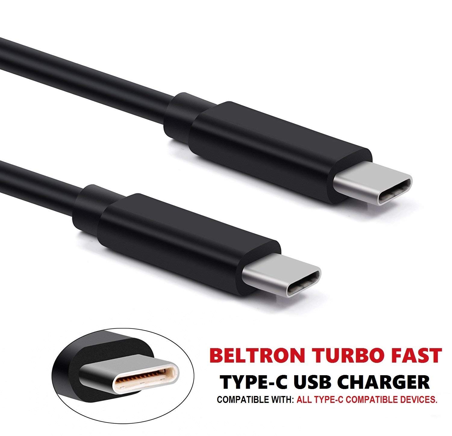 BELTRON 45W Turbo Fast Type-C USB Wall Charger with Built-in Cable - 5V/3A Quick Charge for iPhone 16, Galaxy S24, Z Flip6, Z Fold6, Kyocera Ultra 5G, Sonim XP10 & All USB-C Devices | Perfect for Travel, Home & Office Fast Charging