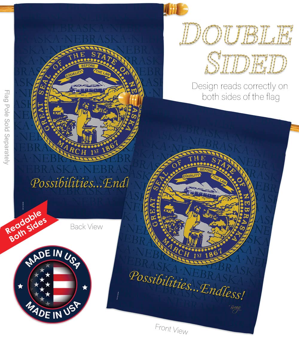 Nebraska Americana House Flag Set 28x40 with Pole - Patriotic Outdoor Decor