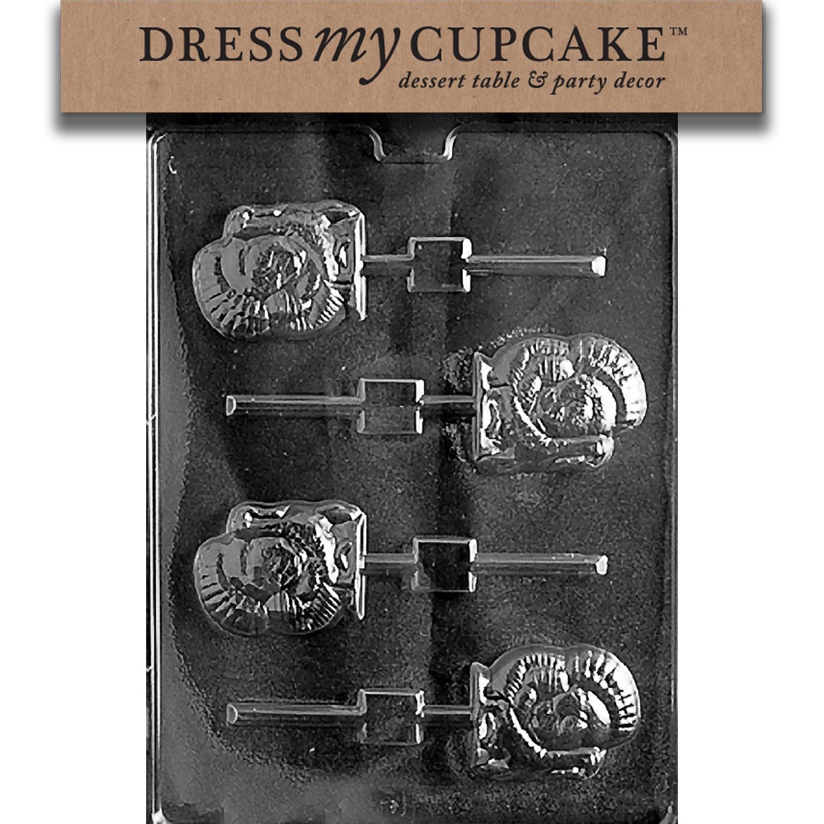 Premium Chocolate Candy Mold Set of 6 - Dress My Cupcake & Turkey Lollipop Molds for Baking, Candy Making, Cake Decorating - Perfect for Halloween, Thanksgiving, Christmas Party Treats