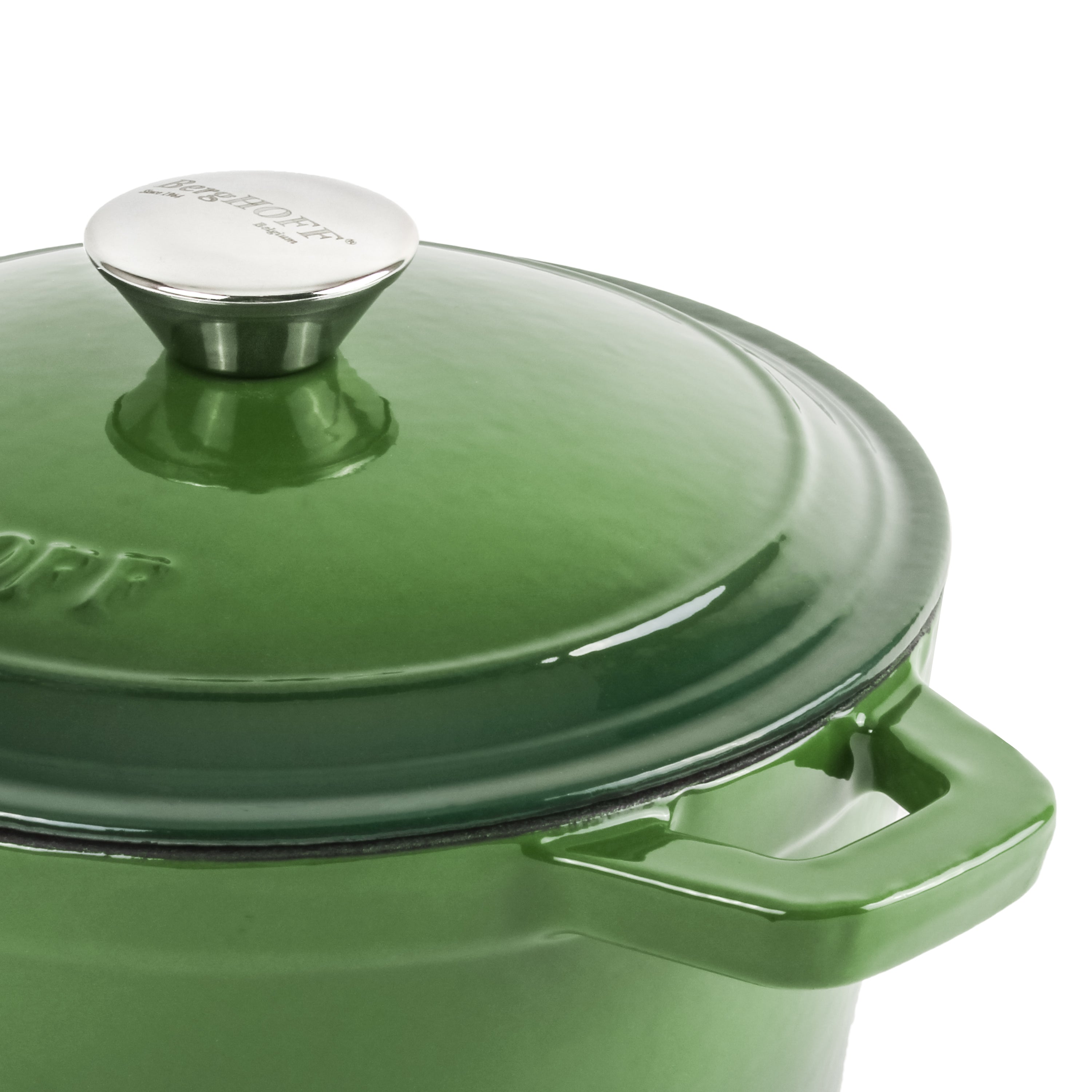 BergHOFF Neo 4-Piece Cast Iron Cookware Set - 3 Quart & 7 Quart Dutch Oven with Lid - Premium Green Enameled Cookware for Stovetop, Oven & Camping - Perfect for Soups, Stews & Braising