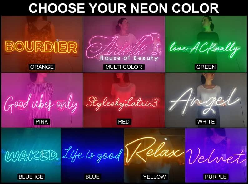 Custom LED Neon Signs - Personalized Wedding & Last Name Wall Decor - 2 Line Text up to 36