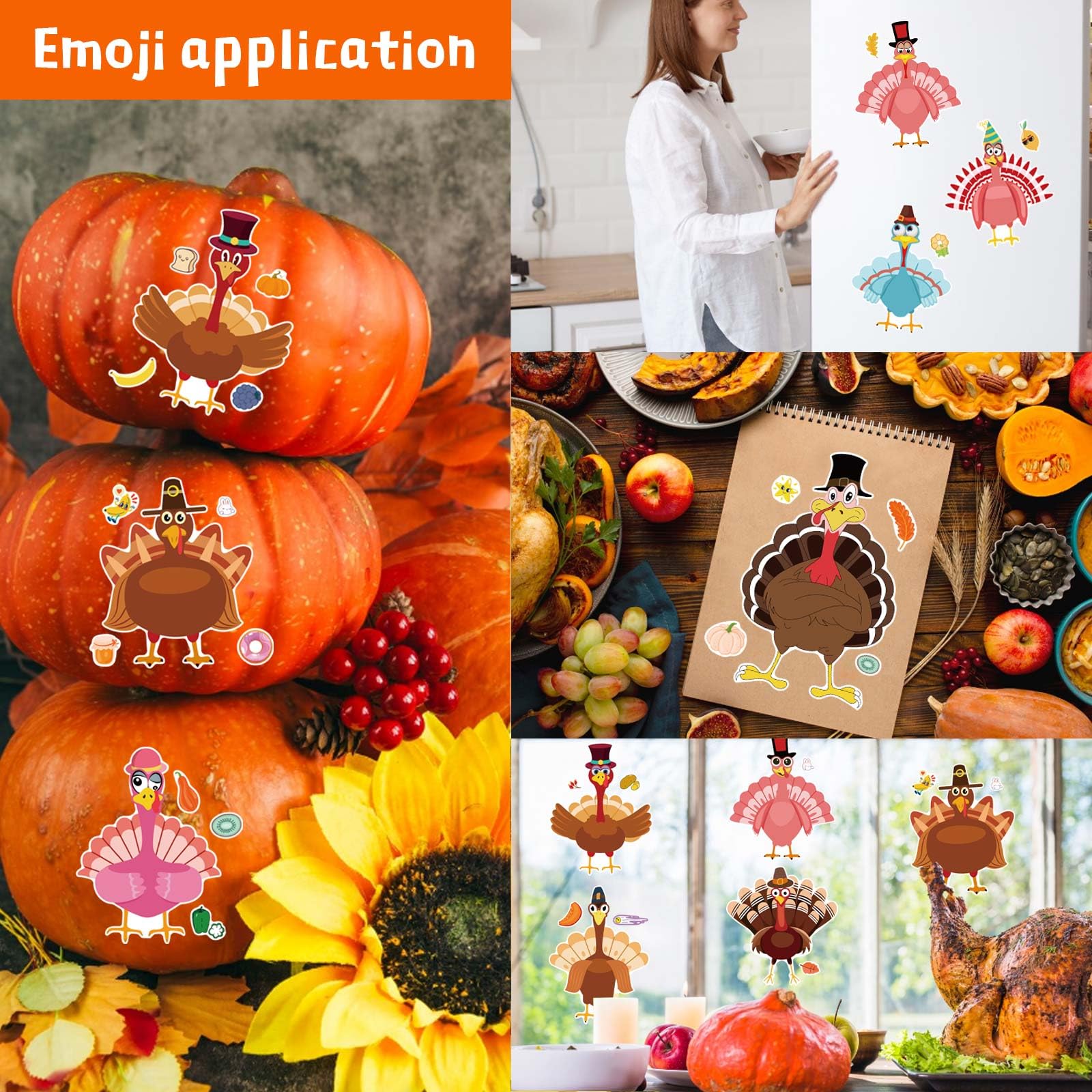 36 PCS DIY Turkey Stickers for Kids - Thanksgiving Crafts, Turkey Face Stickers for Toddlers - Perfect for Holiday Gifts, Classroom Activities & Thanksgiving Party Decorations
