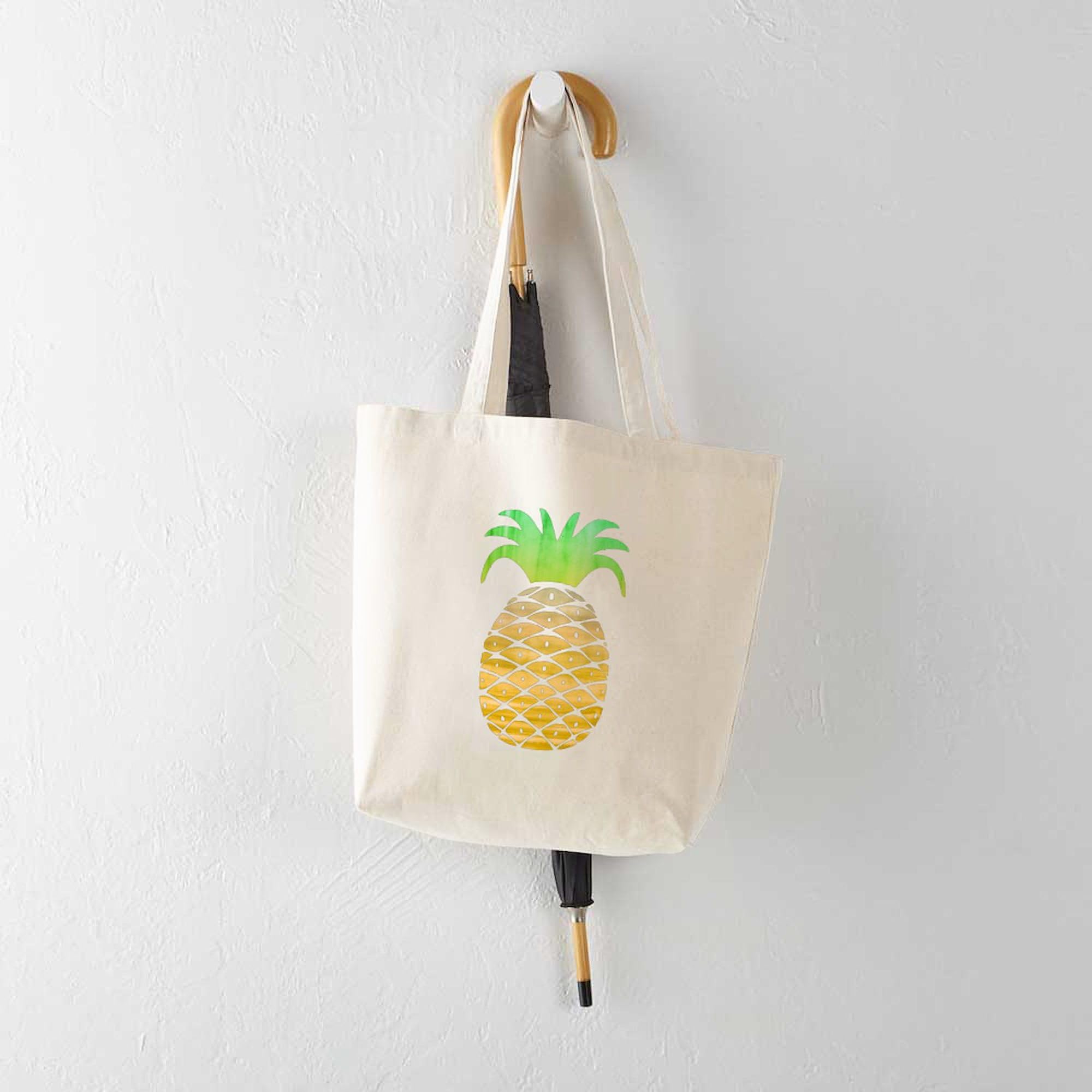 Colorful Pineapple Tote Bag - Natural Canvas Reusable Shopping Bag for Groceries, Beach & Daily Use | Eco-Friendly & Durable