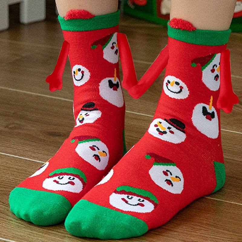 Cozy Christmas Socks for Hand Holding - Warm Holiday Couple Socks for Christmas Gifts, Stocking Stuffers & Romantic Winter Nights