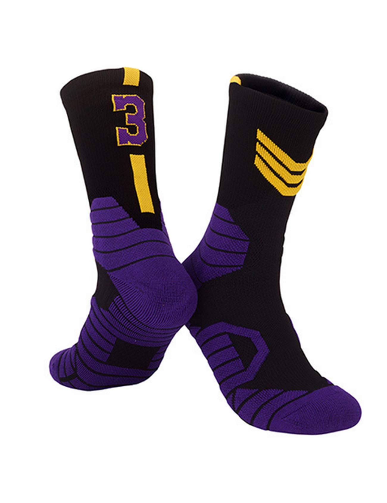 Jueshanzj Men's Basketball Socks with Custom Team Number - Moisture Wicking Athletic Socks for Basketball, Running & Sports - Perfect for Team Games, Training & Gym Workouts