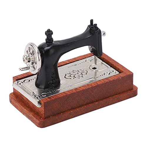 Miniature Sewing Machine for Dollhouse - Handcrafted Mini Sewing Machine with Fine Workmanship, Dark Brown Decorative Collectible - Perfect for Dollhouse Displays, Miniature Crafts & Home Decor