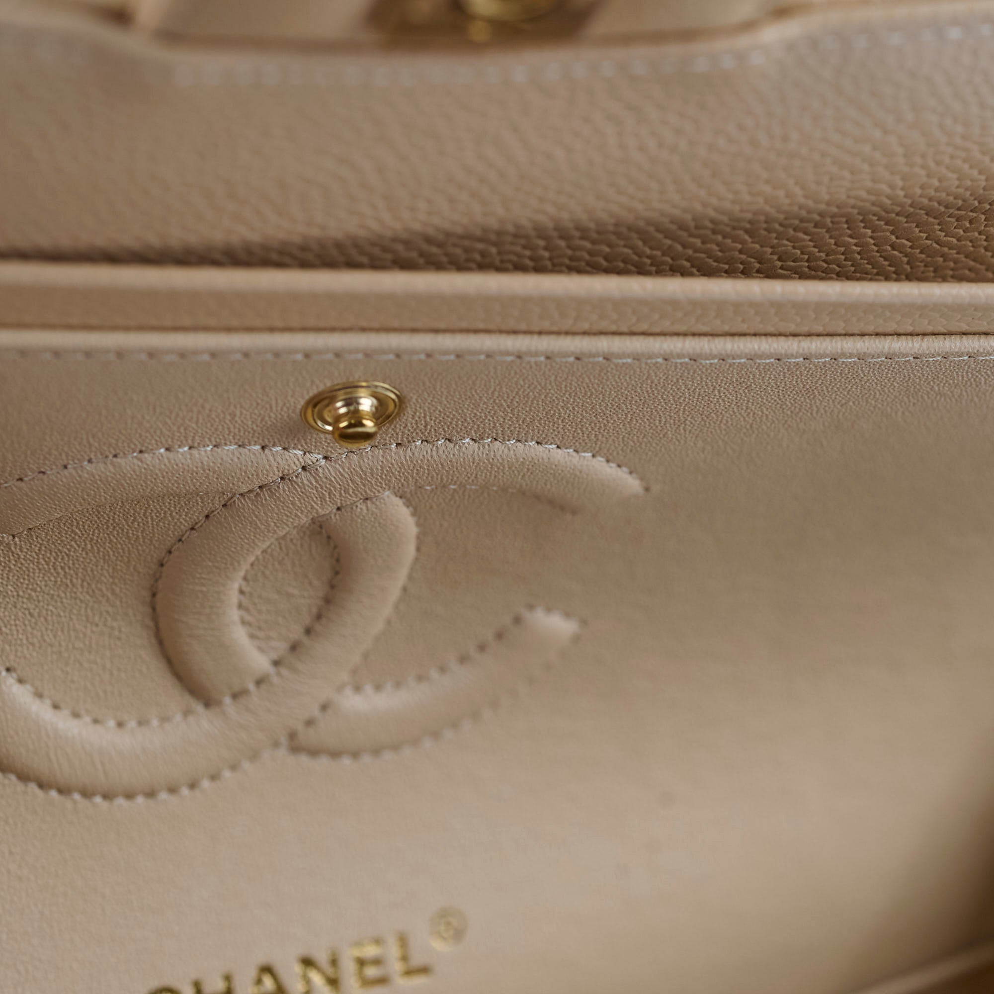 Chanel Classic Double Flap Bag in Caviar Leather Beige Gold Hardware - Timeless Luxury Handbag for Women, Perfect for Work, Evening Events & Special Occasions
