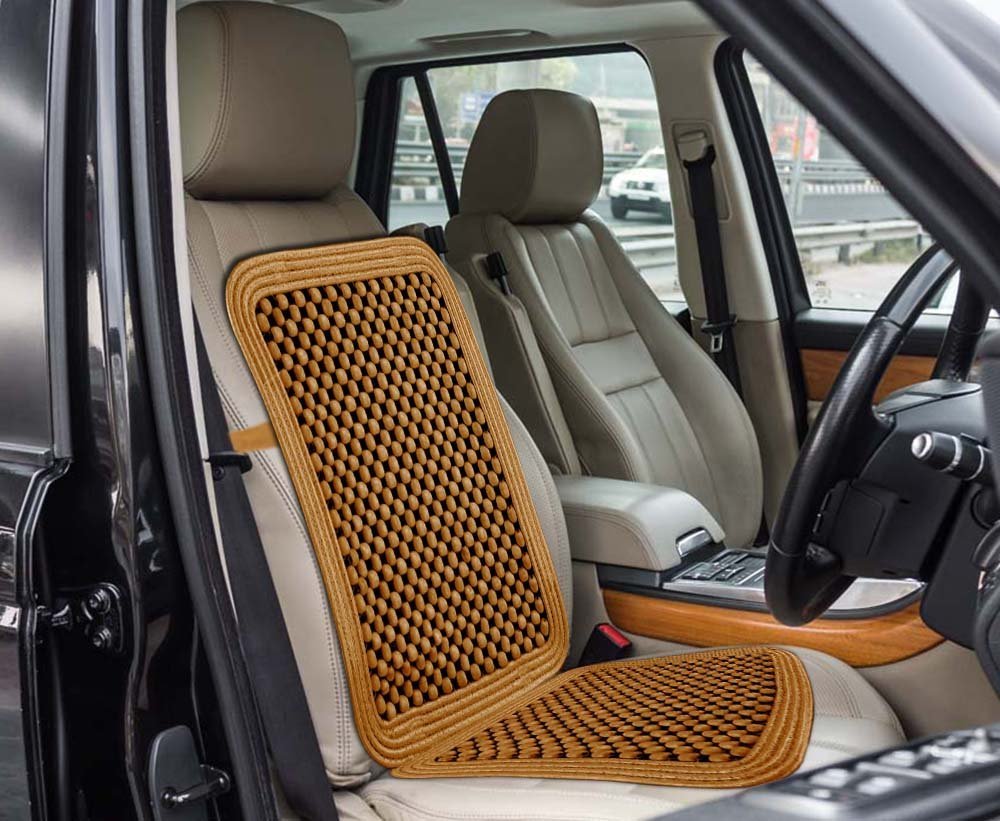 Zento Deals Natural Wood Beaded Seat Cover - Breathable & Comfortable Car Seat Cushion for Office Chair, Truck, or Home Use - Improves Airflow & Reduces Back Pain