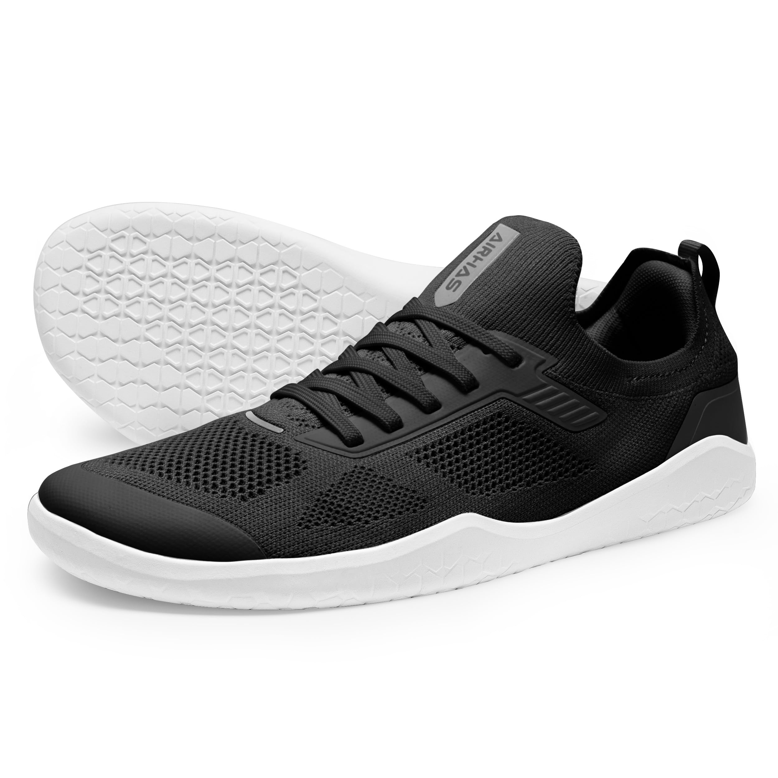 Men's Barefoot Zero Drop Running Shoes - Minimalist Gym & Cross Training Sneakers for Deadlifts (Black/White, Size 8.5) | Lightweight & Flexible for Natural Movement, Gym Workouts & Outdoor Activities