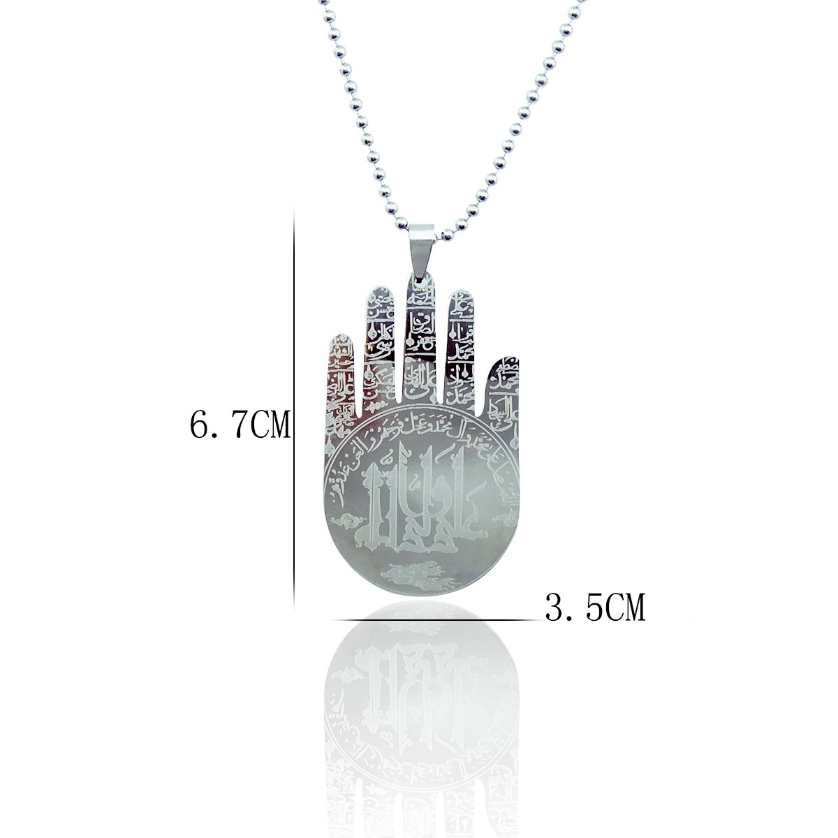 Allah Hamsa Hand of Fatima Stainless Steel Pendant Necklace for Muslim Women - Islamic Jewelry Gift for Eid, Ramadan & Daily Wear