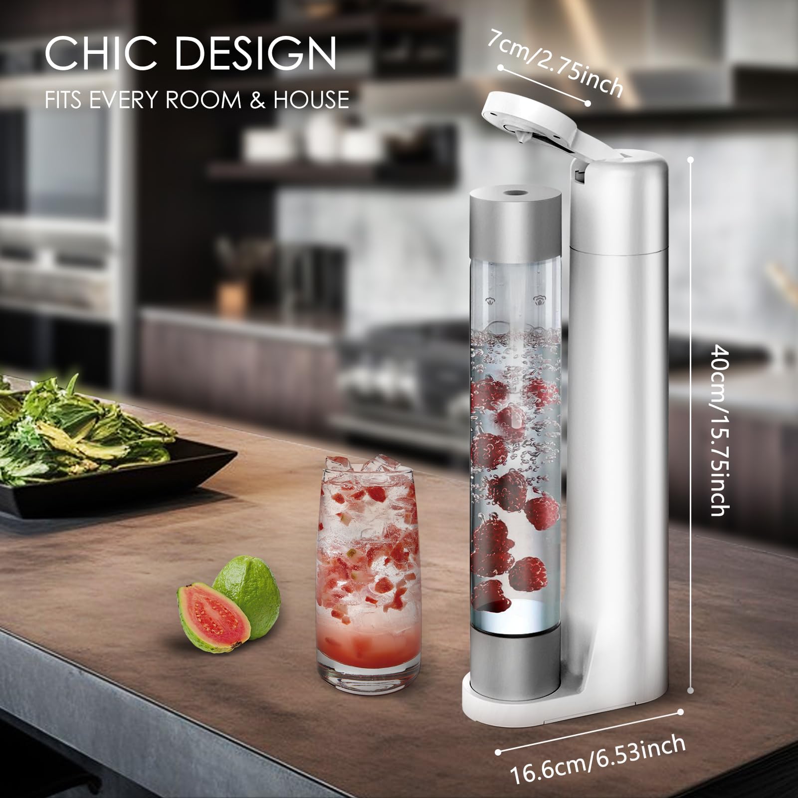 Sparkling Water Maker Machine - 1L BPA-Free Soda Carbonator with Bottle (CO2 Not Included) | Make Homemade Seltzer & Carbonated Drinks | Perfect for Kitchen, Office & Party Beverage Station