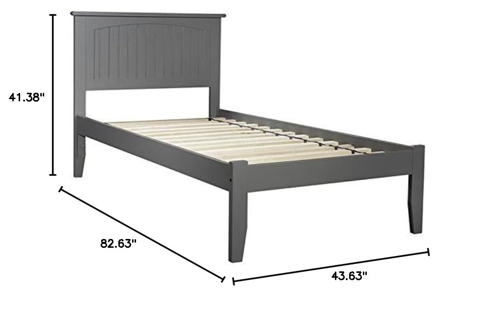 BOWERY HILL Modern Gray Wood Twin XL Platform Bed with USB Charger - Space-Saving Bedroom Furniture for Small Apartments & Guest Rooms