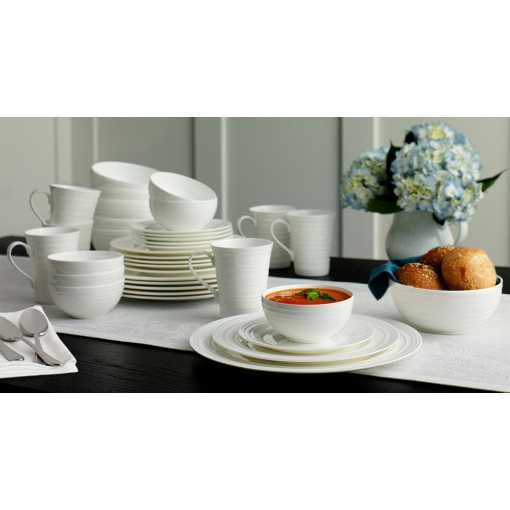 36-Piece Swirl Bone Dinnerware Set - Service for 6, Elegant Tableware for Dinner Parties, Family Gatherings & Holiday Entertaining