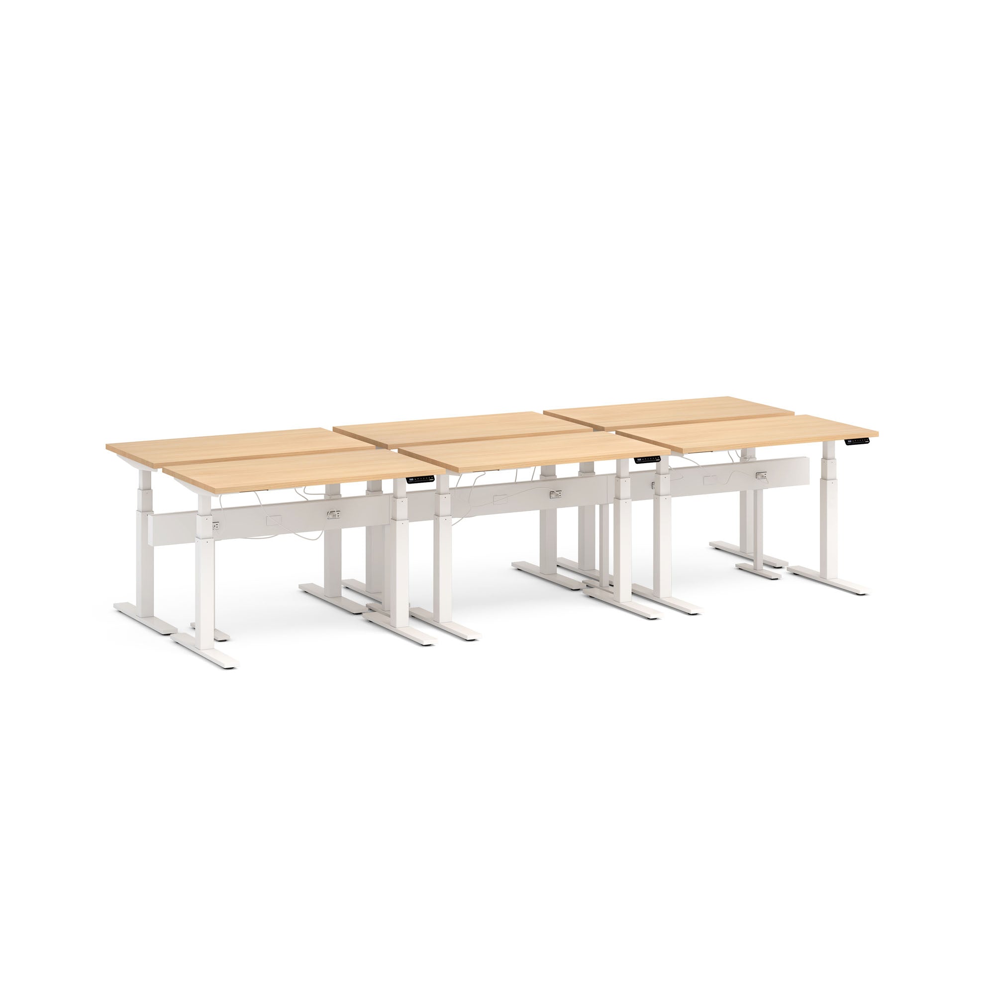 L-Shaped Office Desk for 6 People with Built-in Power Outlets - Perfect for Conference Rooms, Coworking Spaces & Home Offices