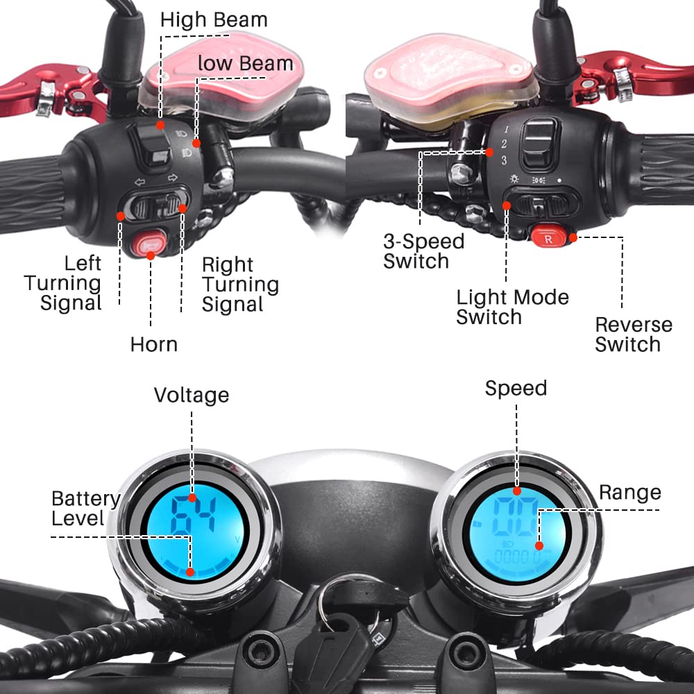 TOXOZERS 2500W Fat Tire Electric Scooter for Adults - High Speed 37mph Citycoco Chopper Scooter with Seat, Turn Signals & Mirrors - Perfect for Urban Commuting & Off-Road Adventures