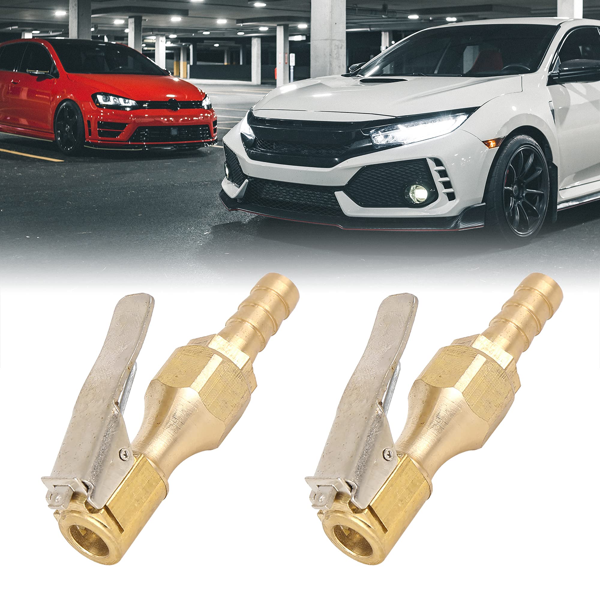 X AUTOHAUX 2-Pack 8mm Locking Tire Chuck Clip - Heavy Duty Air Inflator Compressor Pump Adapter for Car, Truck, SUV & Bike Tires - Perfect for Roadside Emergencies and Garage Use