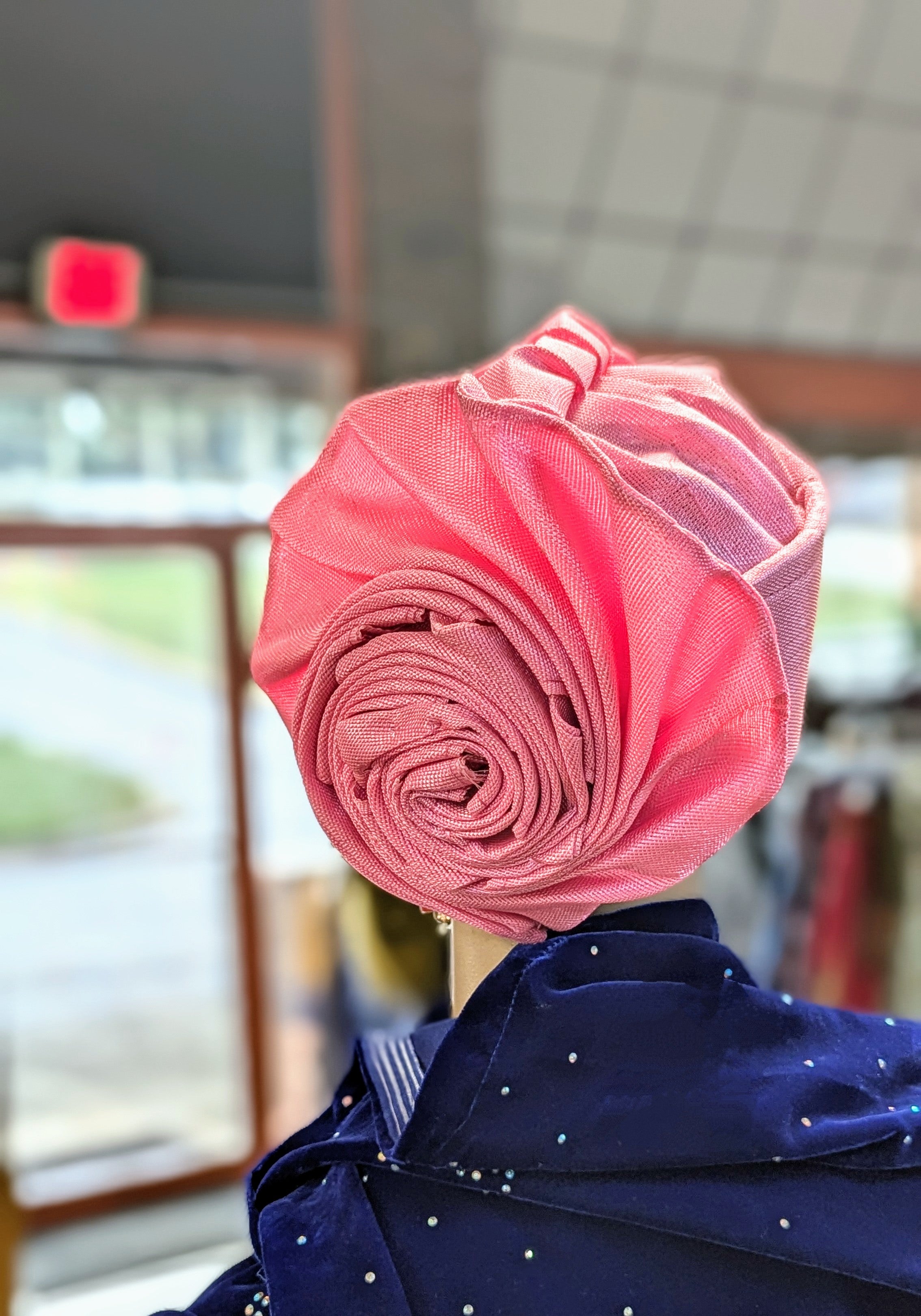 Dupsie's Emem Aso Oke Autogele Ready Gele - African Pre-Tied Crown Head Wrap Hat for Women - Elegant Traditional Headpiece for Weddings, Parties & Special Occasions (DPAGBPR32)