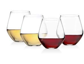 Godinger 48507 Stemless Wine Goblet Glasses - Set of 4, Elegant Modern Crystal Clear Glassware for Red Wine, White Wine, Cocktails, and Beverages - Perfect for Dinner Parties, Weddings, and Home Entertaining