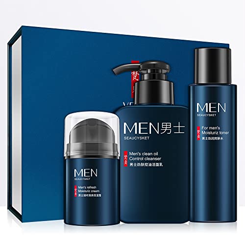 **Cozymazy Age Defy Men's Anti-Wrinkle Face Cream Set – 3-Piece Moisturizer, Oil Control & Skin Care Lotion for Men – Hydrating & Anti-Aging Daily Routine (Gift Idea for Him)**    *(Perfect for Daily Skincare, Travel, or Gifting – Reduces Fine Lines & Keeps Skin Fresh All Day!)*