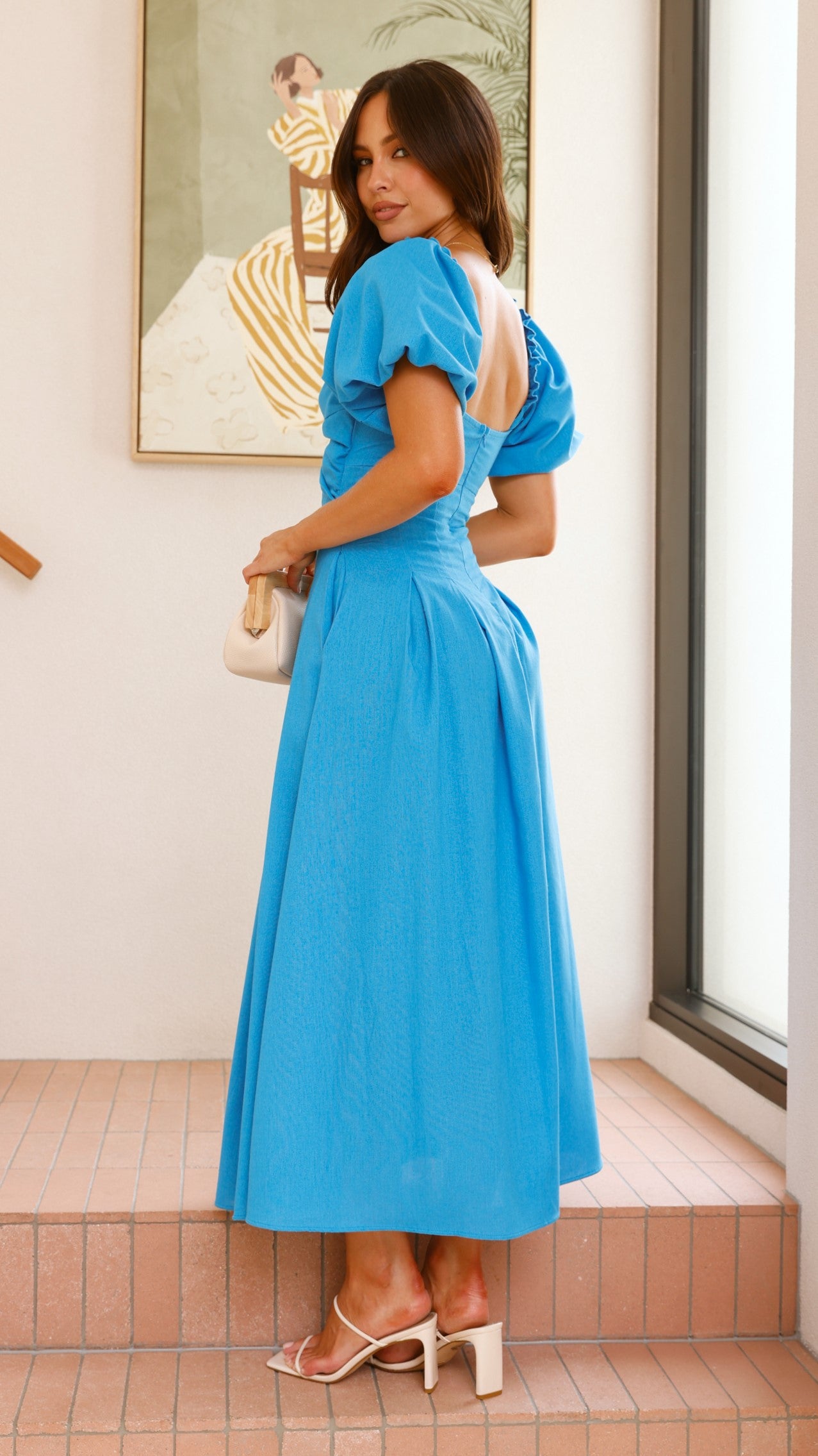 Christina Maxi Dress in Blue - Elegant Flowy Long Dress for Women, Perfect for Beach Vacations, Summer Parties & Casual Outings
