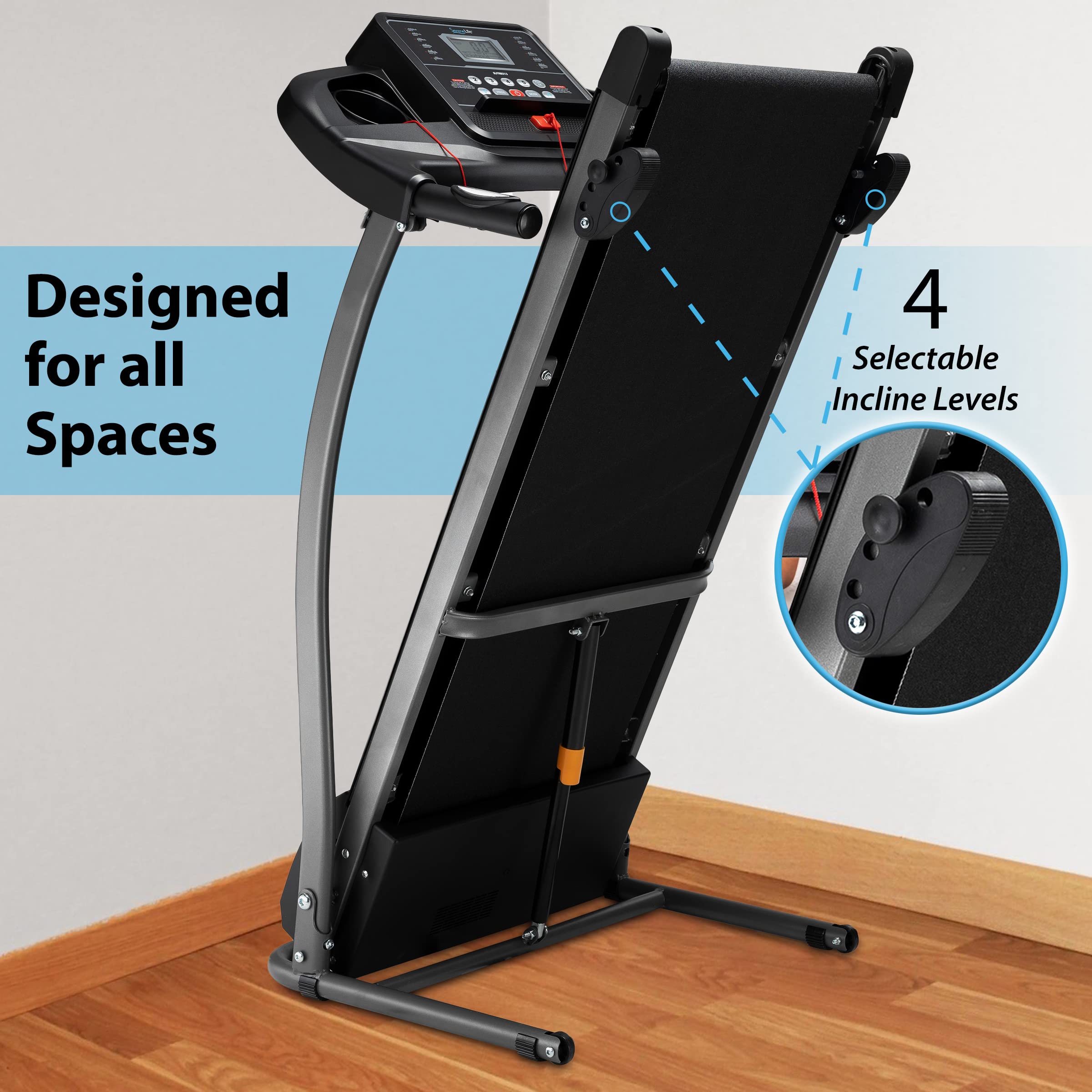 SereneLife Folding Treadmill - Electric Motorized Running Machine for Home Gym, Cardio Workout & Fitness Training | Compact Space-Saving Design for Apartments & Small Spaces