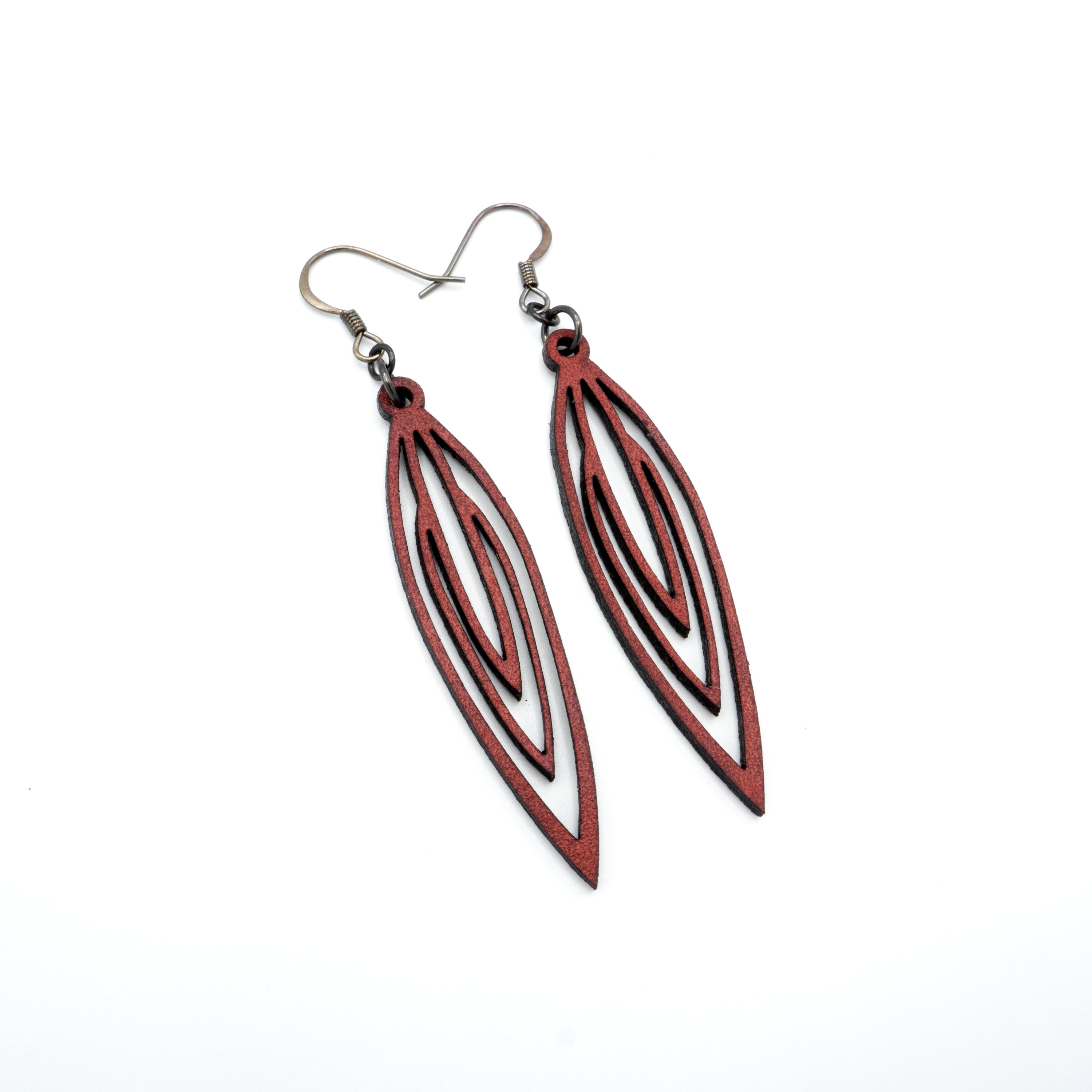Totem 01 [S] - Handmade Red Leather Earrings for Women | Boho Chic Statement Jewelry | Perfect for Festivals, Parties & Everyday Wear